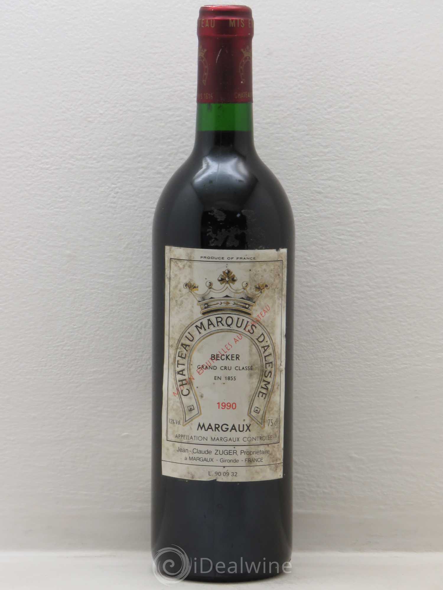 Château Marquis d'Alesme 1990 - Lot de 1 bouteille - 0
