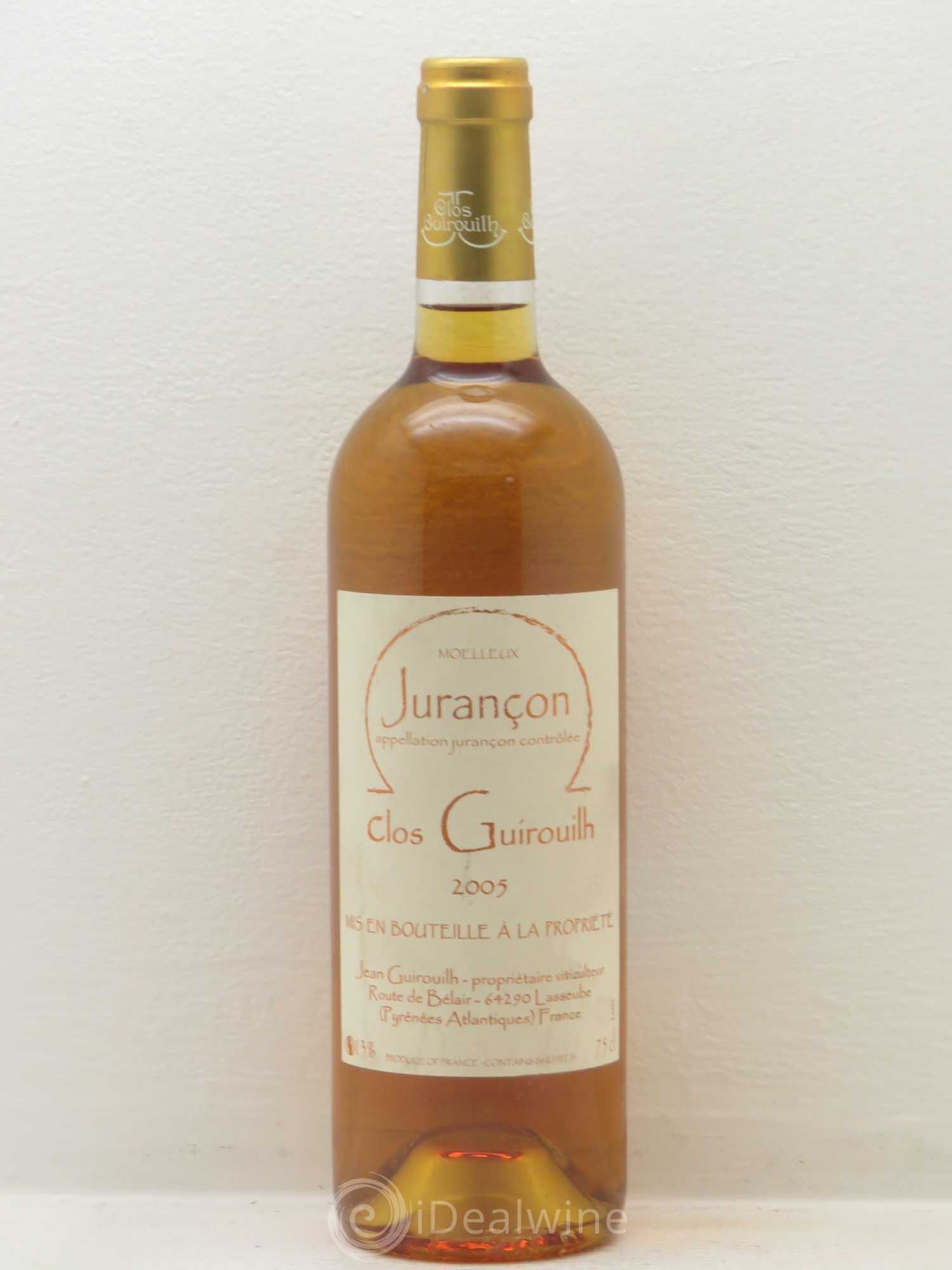 Jurançon Clos Guirouilh moelleux (sans prix de réserve) 2005 - Posten von 1 Flasche - 0