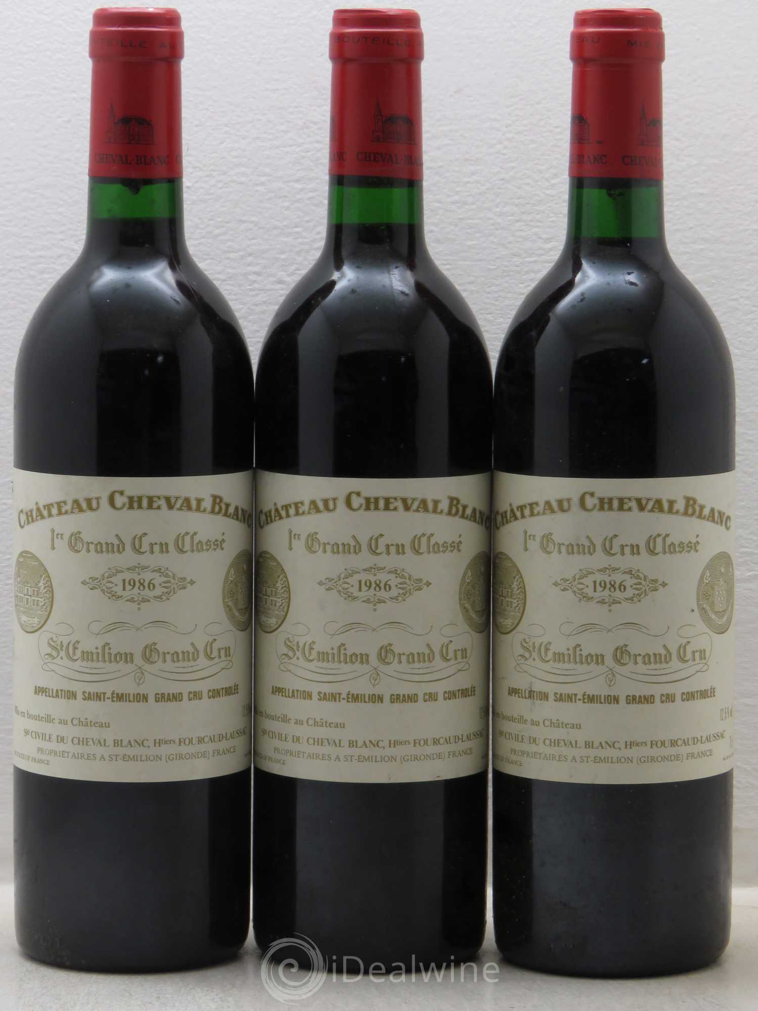 Château Cheval Blanc 1er Grand Cru Classé A 1986 - Lot de 3 bouteilles - 0