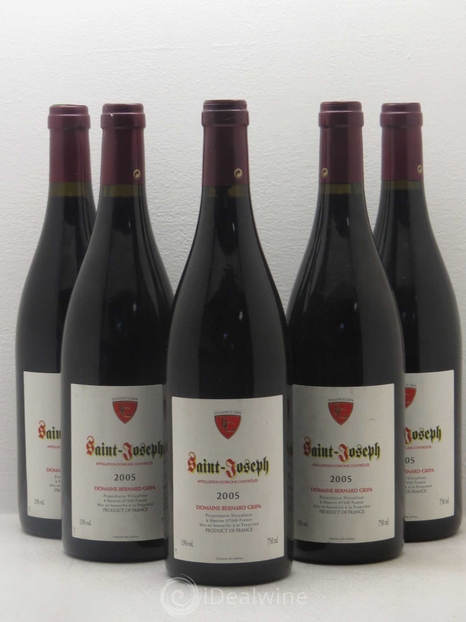 Saint-Joseph Bernard Gripa (Domaine) 2005 - Lot de 5 bouteilles - 0