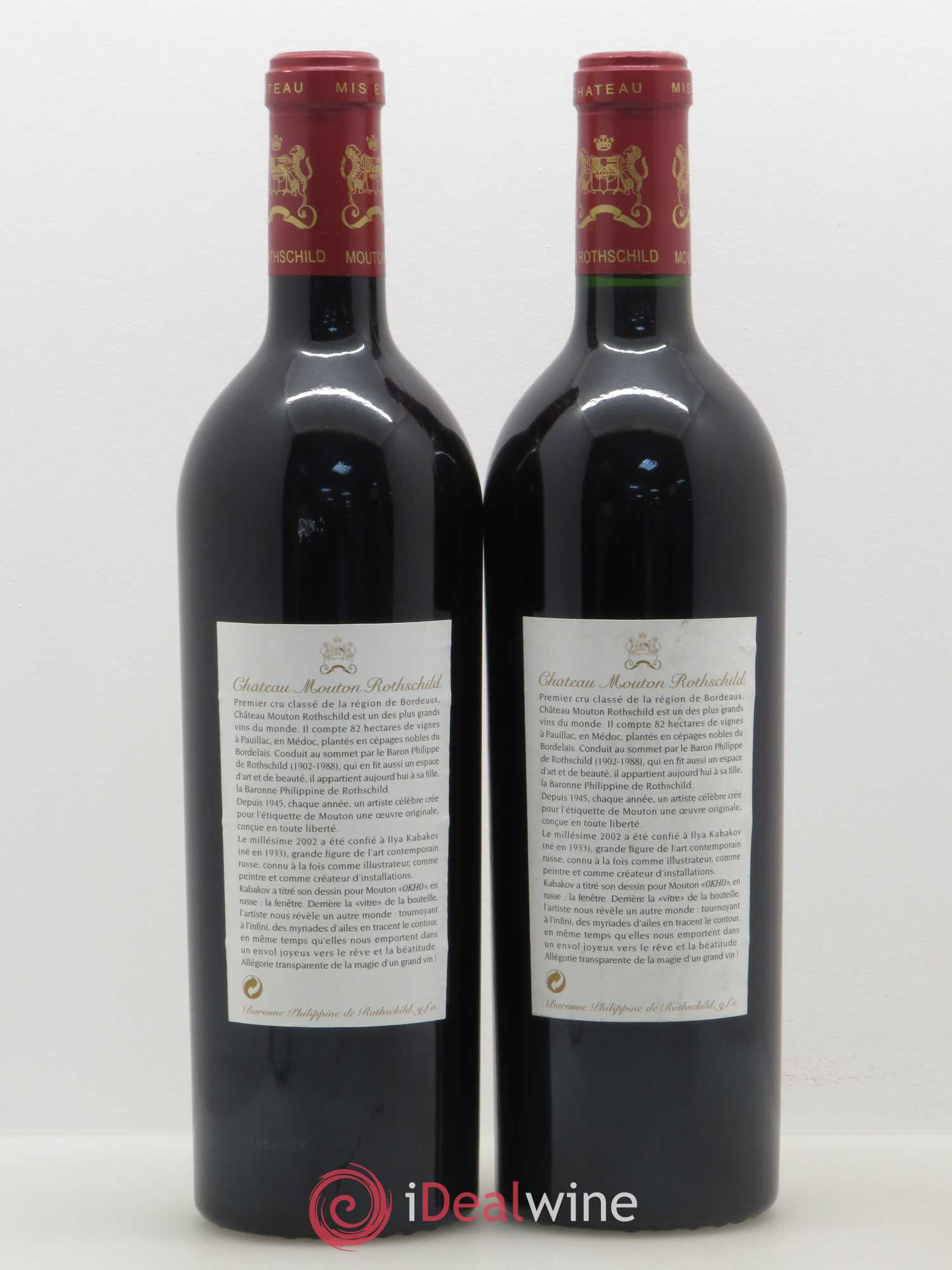 Château Mouton Rothschild 1er Grand Cru Classé 2002 - Lot de 2 bouteilles - 1