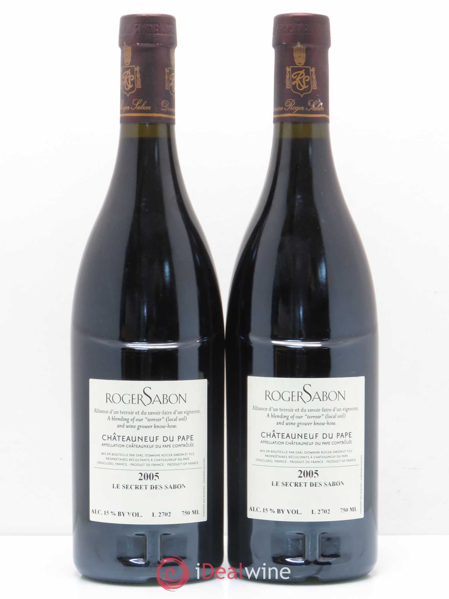 Châteauneuf-du-Pape Le Secret des Sabon Domaine Roger Sabon 2005 - Lot de 2 bouteilles - 1