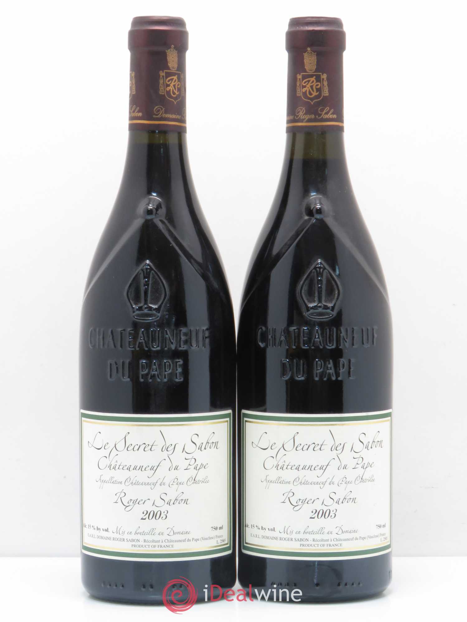 Châteauneuf-du-Pape Le Secret des Sabon Domaine Roger Sabon 2003 - Lot de 2 bouteilles - 0