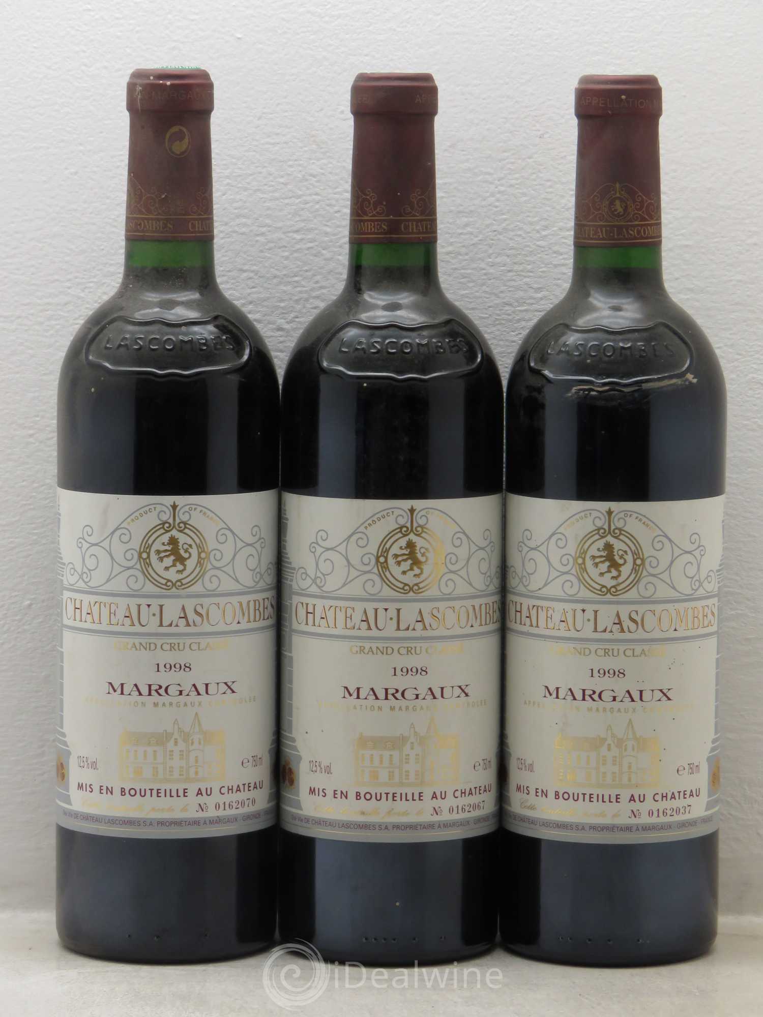 Château Lascombes 2ème Grand Cru Classé 1998 - Lot de 3 bouteilles - 0