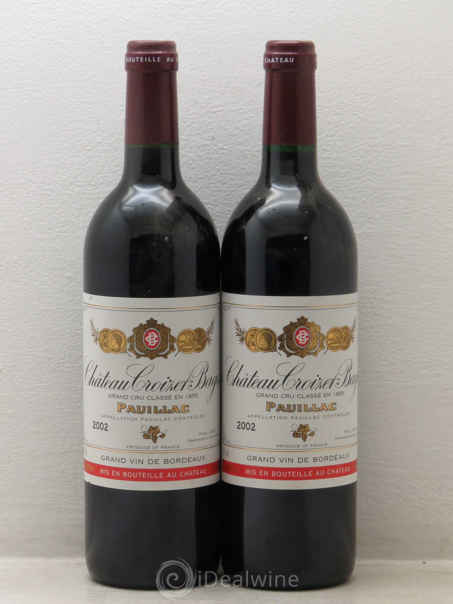 Château Croizet Bages 5ème Grand Cru Classé 2002 - Lot de 4 bouteilles - 1