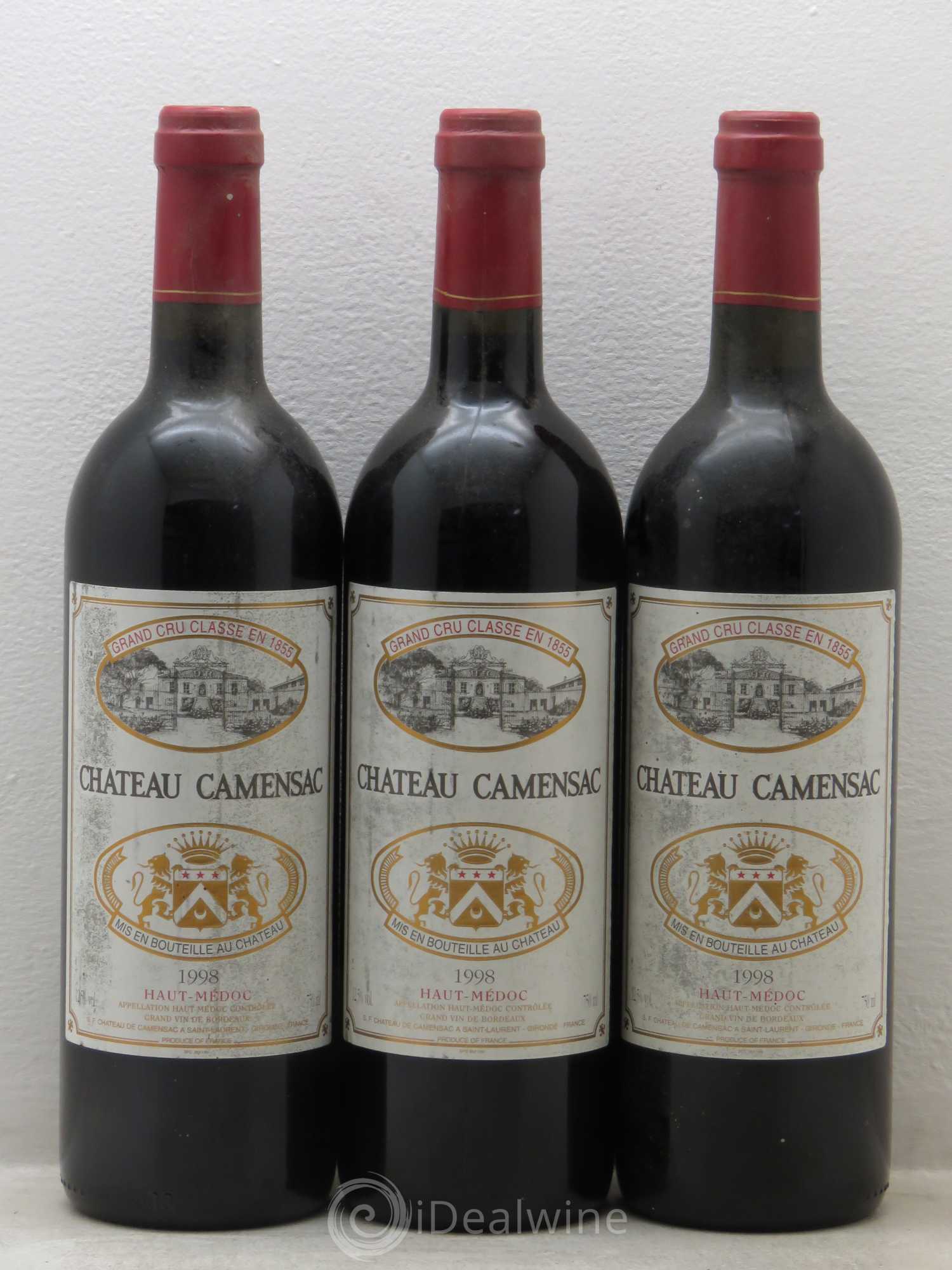 Château Camensac 5ème Grand Cru Classé 1998 - Lot de 3 bouteilles - 0