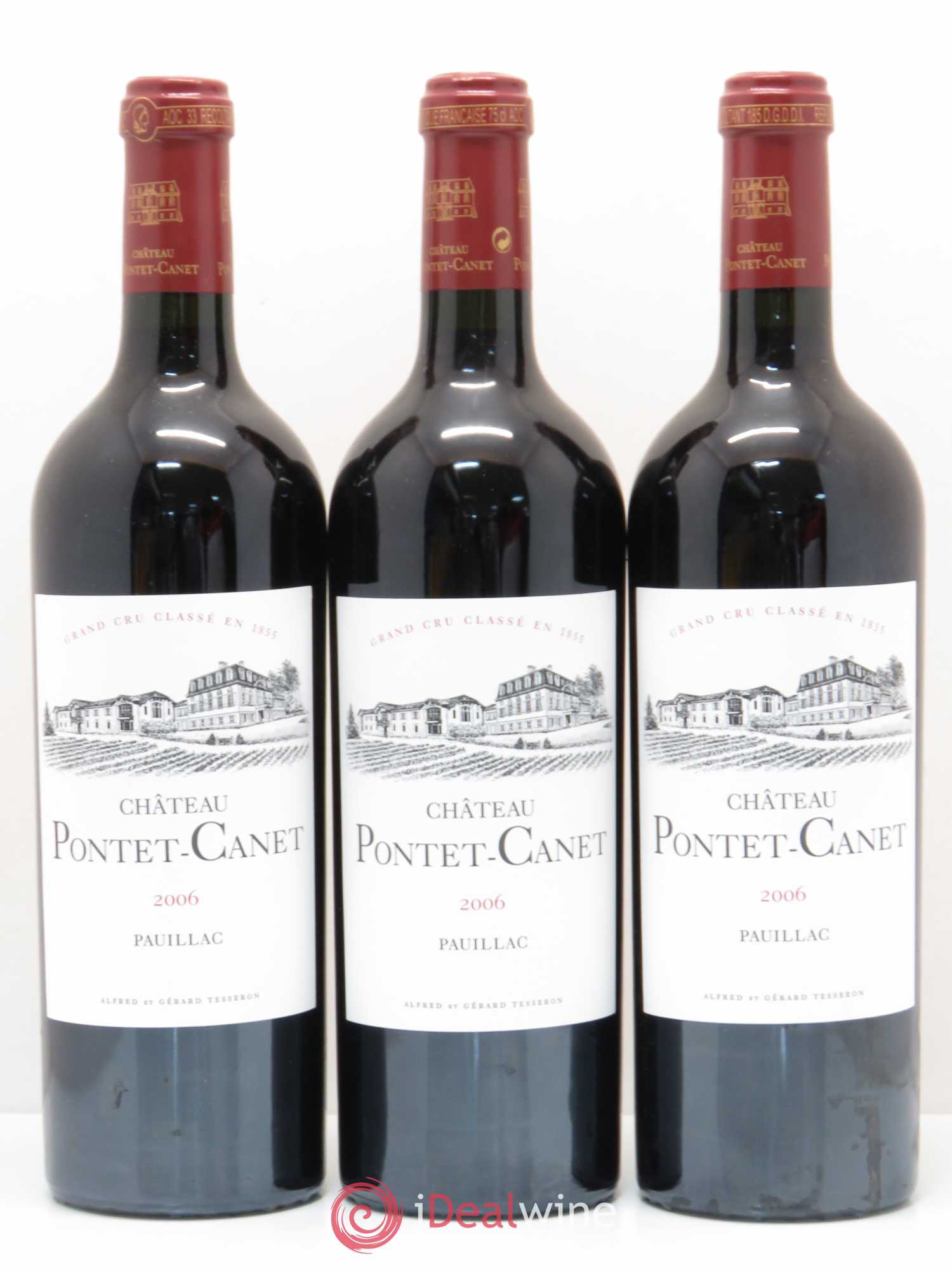 Château Pontet Canet 5ème Grand Cru Classé 2006 - Lot de 3 bouteilles - 0