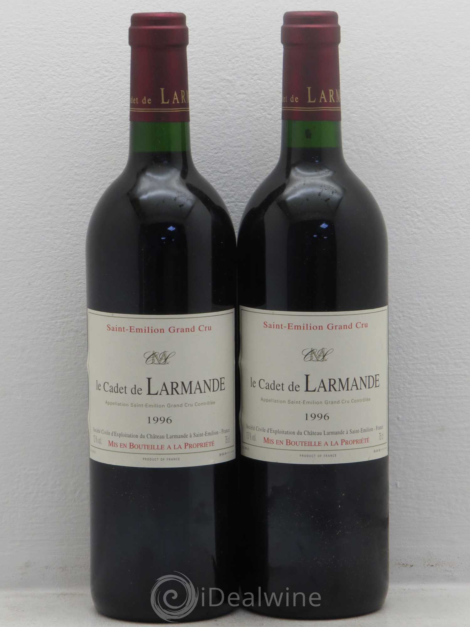 Saint-Émilion Cadet de Larmande 1996 - Posten von 2 Flaschen - 0