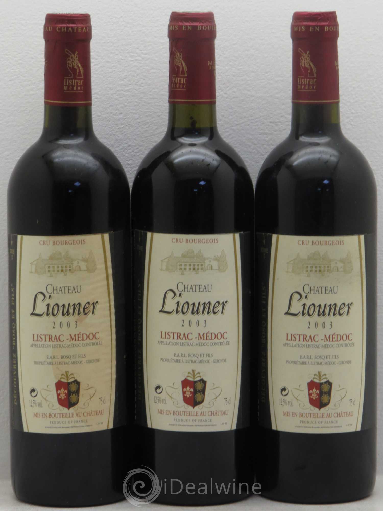 Listrac Château Liouner (sans prix de réserve) 2003 - Posten von 3 Flaschen - 0