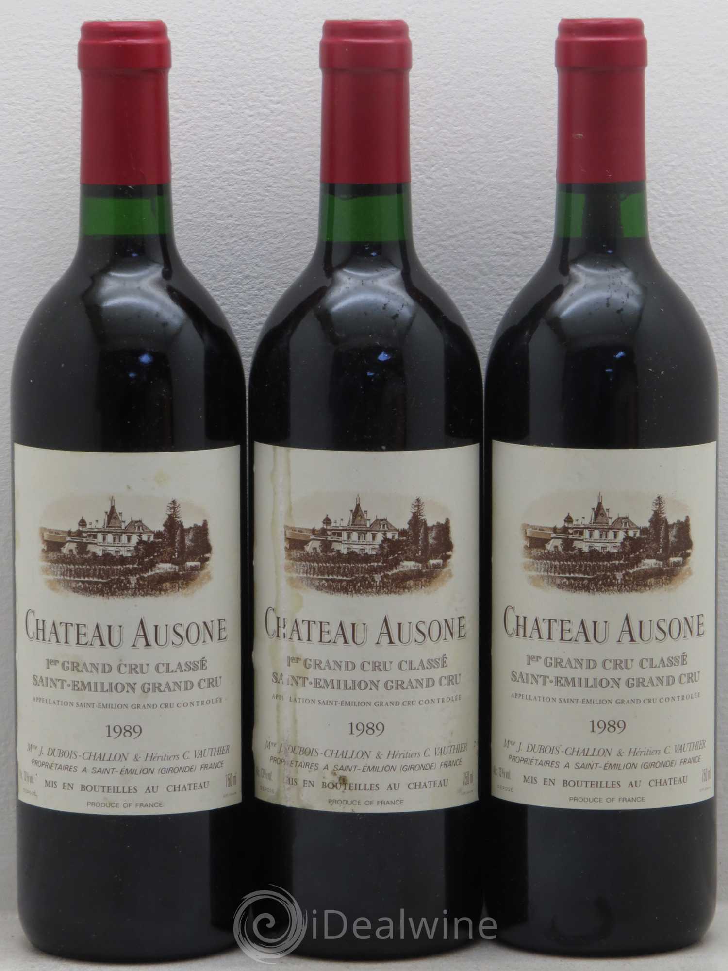 Château Ausone 1er Grand Cru Classé A 1989 - Lot de 3 bouteilles - 0