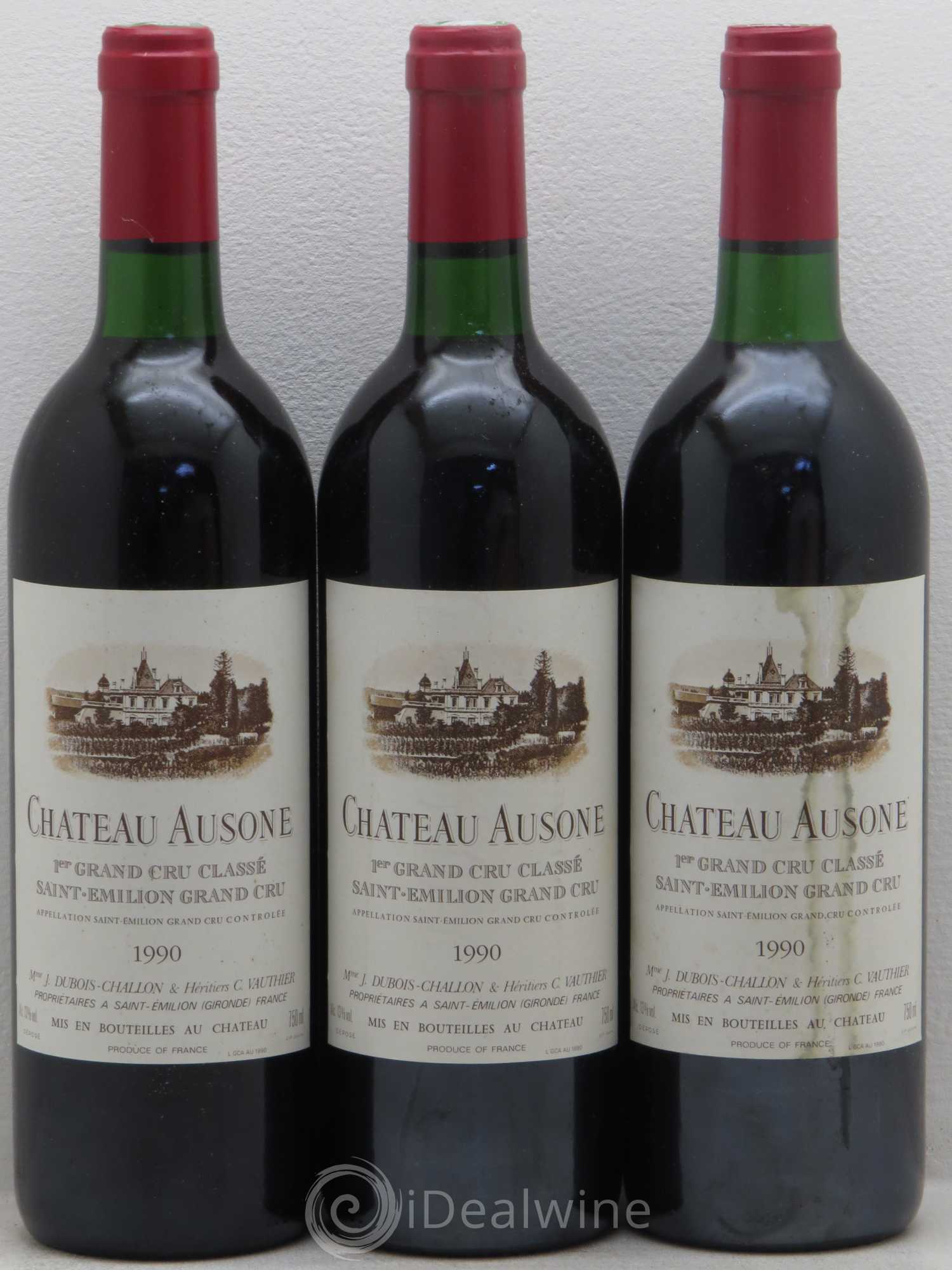 Château Ausone 1er Grand Cru Classé A 1990 - Lot de 3 bouteilles - 0