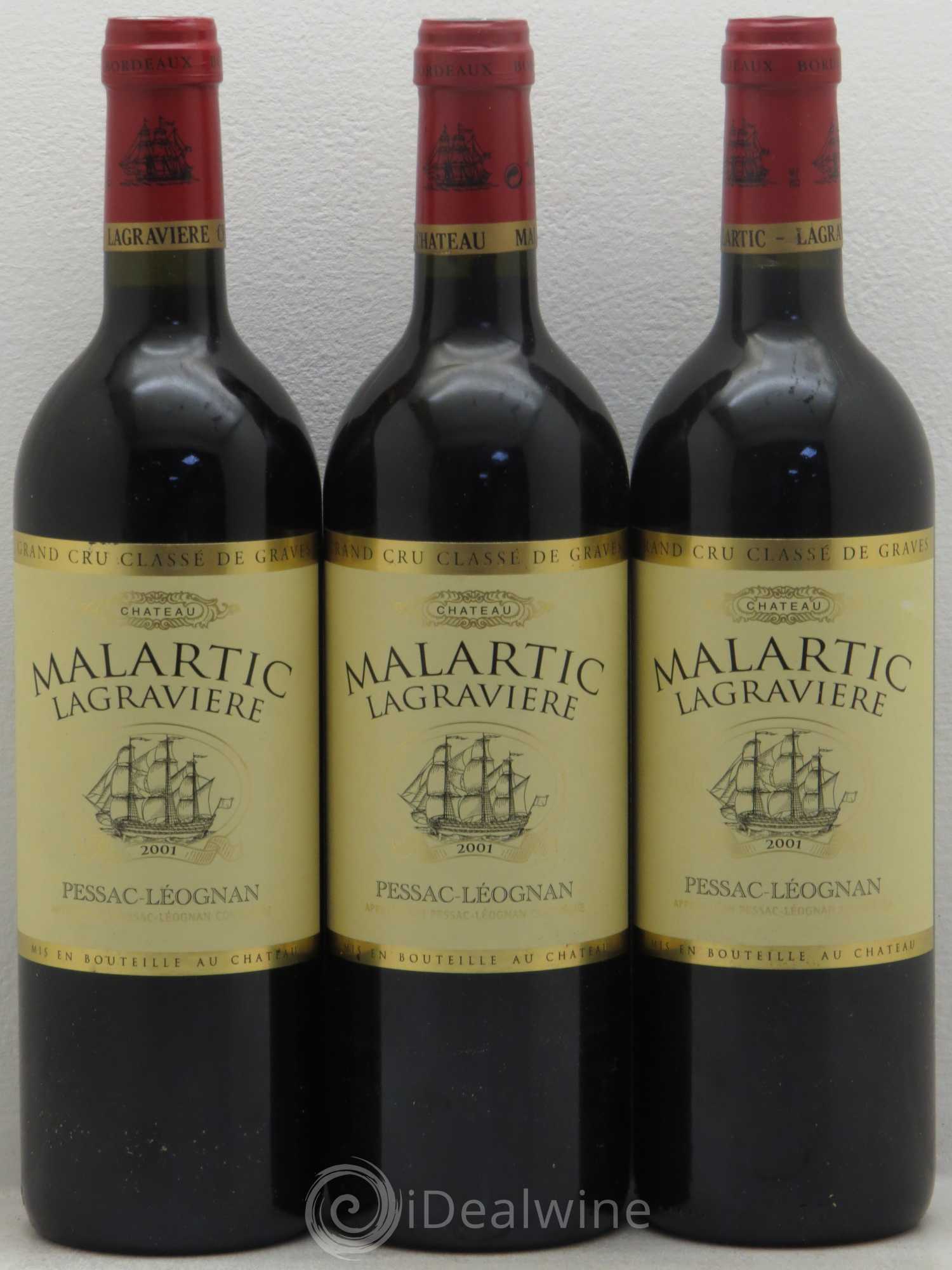 Château Malartic-Lagravière Cru Classé de Graves 2001 - Lot de 3 bouteilles - 0