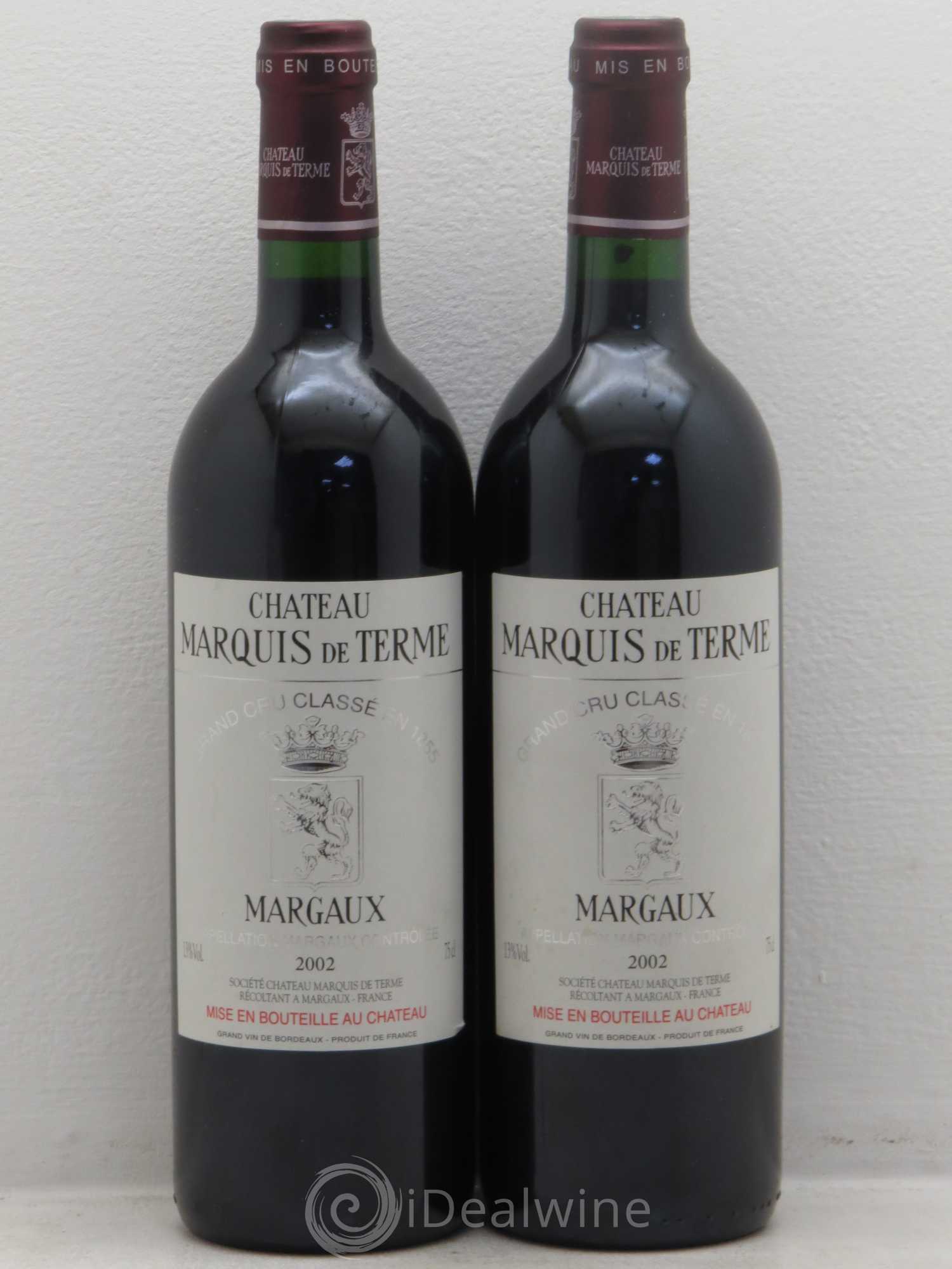 Château Marquis de Terme 4ème Grand Cru Classé 2002 - Lot de 2 bouteilles - 0