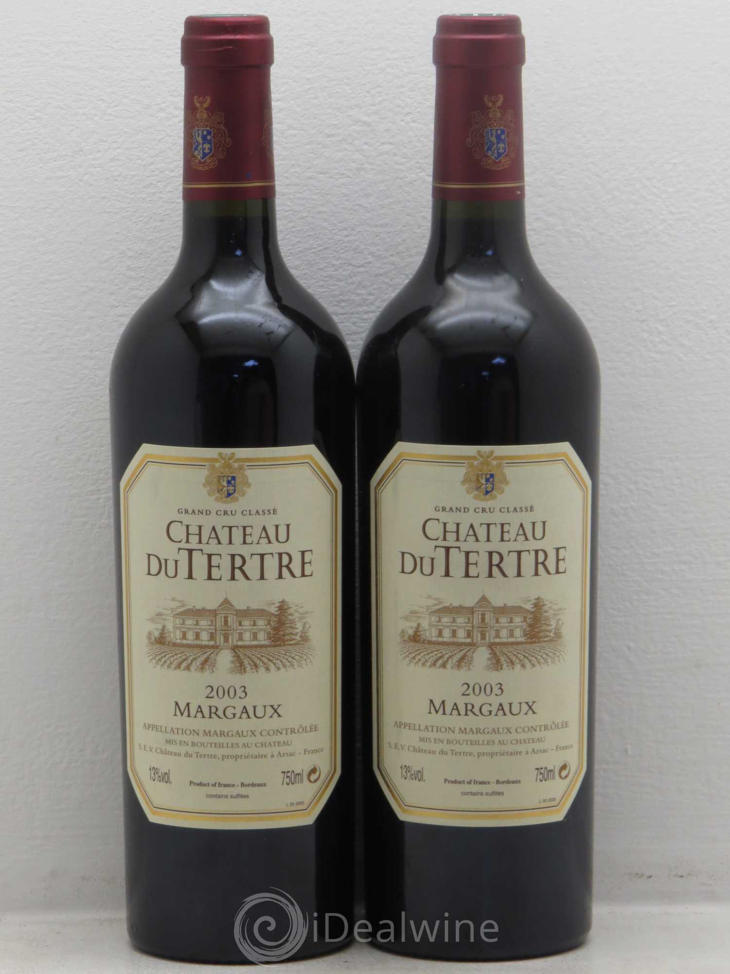 Château du Tertre 5ème Grand Cru Classé 2003 - Lot de 2 bouteilles - 0
