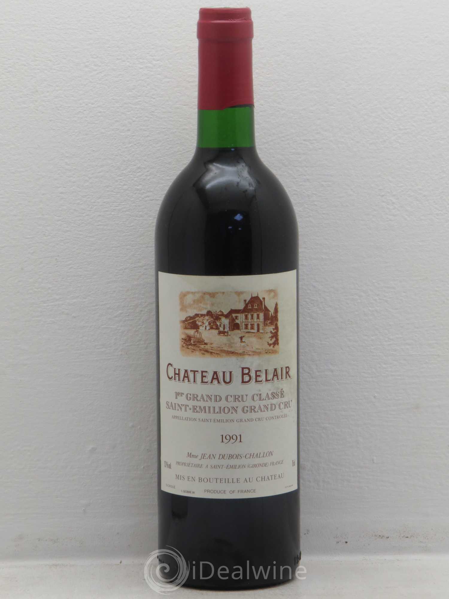 Château Belair (Belair-Monange) 1er Grand Cru Classé B (sans prix de réserve) 1991 - Lot de 1 bouteille - 0