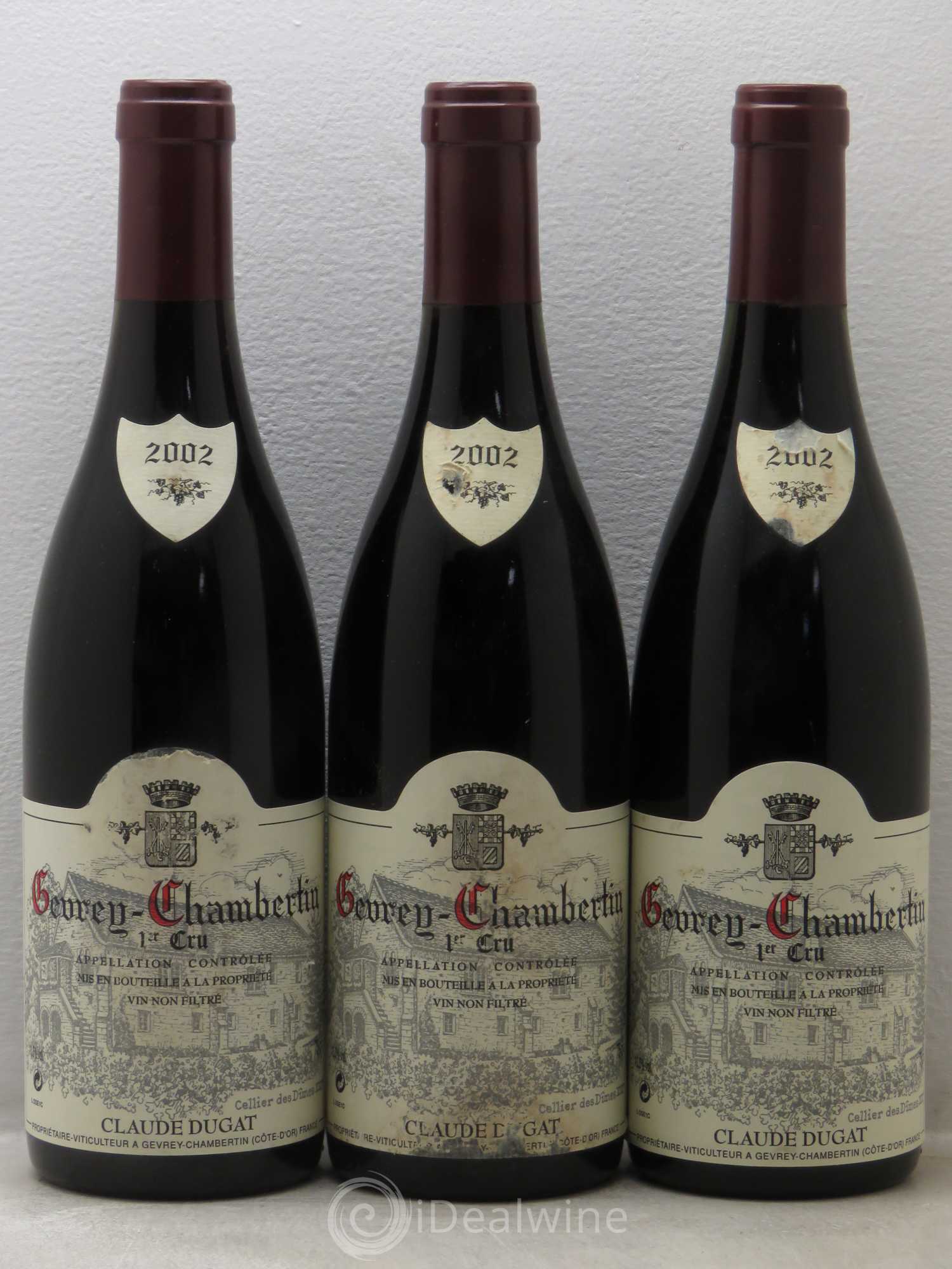 Gevrey-Chambertin 1er Cru Claude Dugat 2002 - Lot de 3 bouteilles - 0