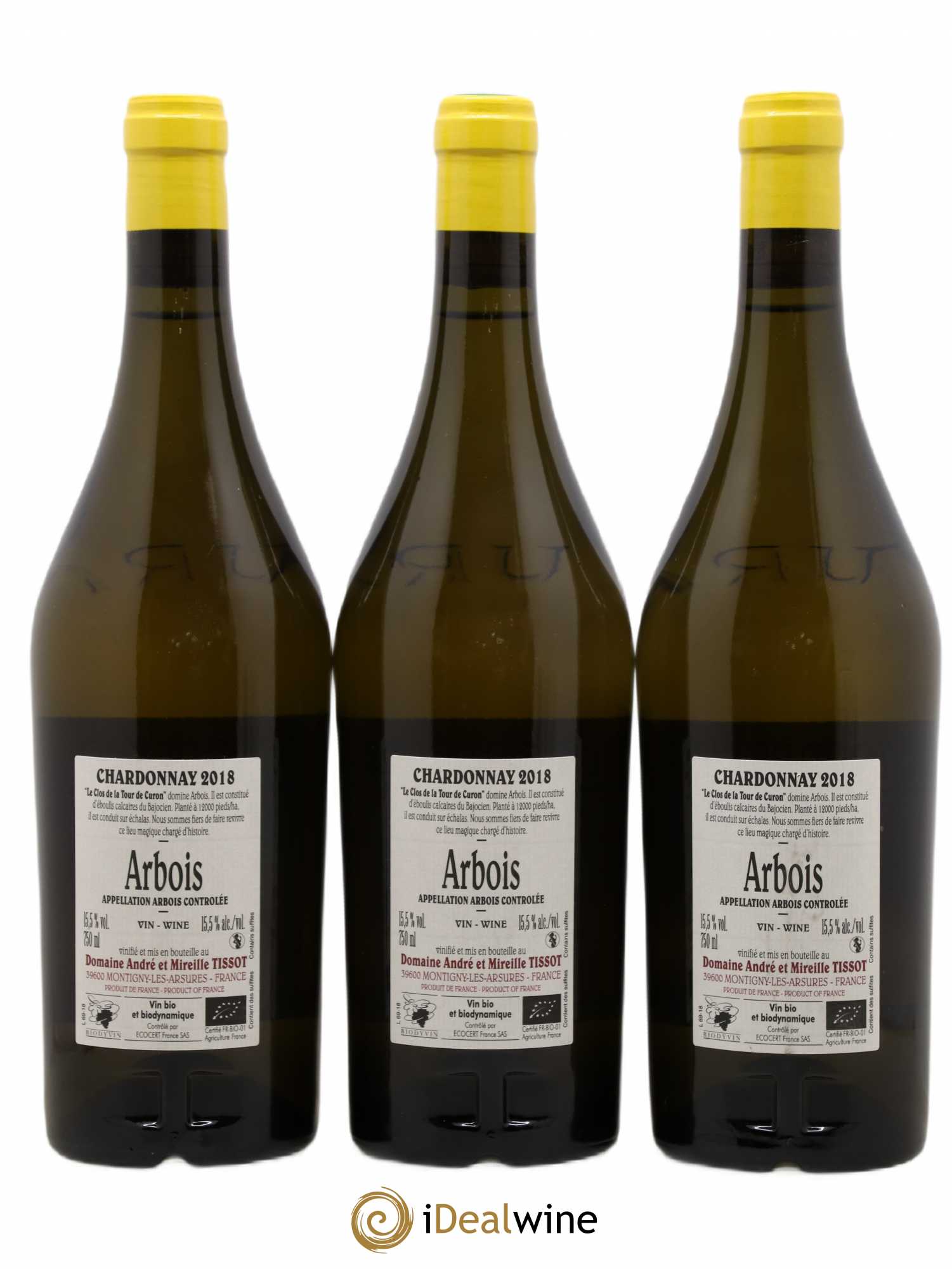Arbois Chardonnay Le Clos de la Tour de Curon Bénédicte et Stéphane Tissot 2018 - Lot de 3 bouteilles - 1