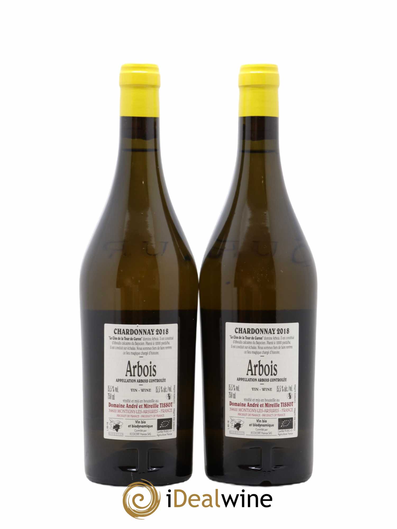 Arbois Chardonnay Le Clos de la Tour de Curon Bénédicte et Stéphane Tissot 2018 - Lot de 2 bouteilles - 1