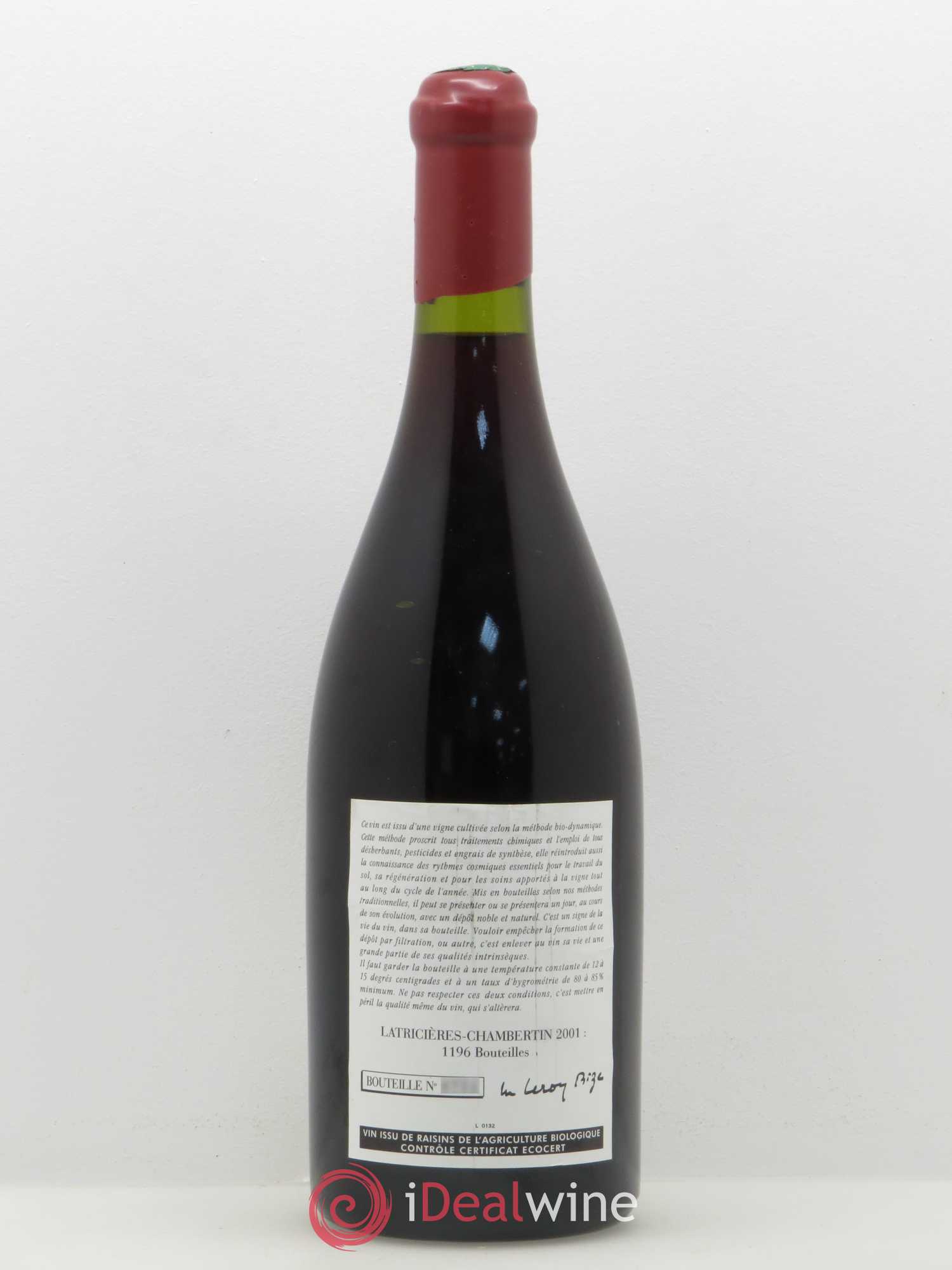 Latricières-Chambertin Grand Cru Leroy (Domaine) 2001 - Lot de 1 bouteille - 1