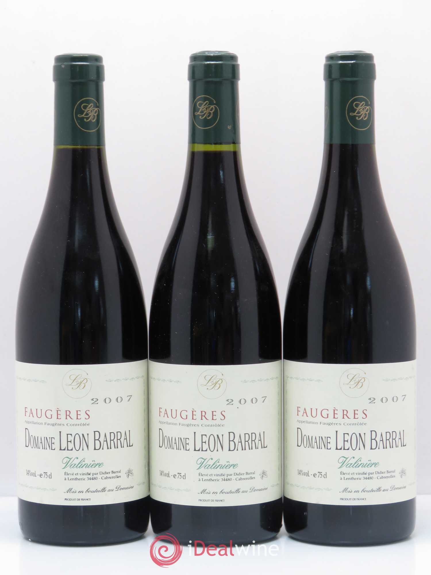 Faugères Valinière Domaine Léon Barral 2007 - Lot de 3 bouteilles - 0