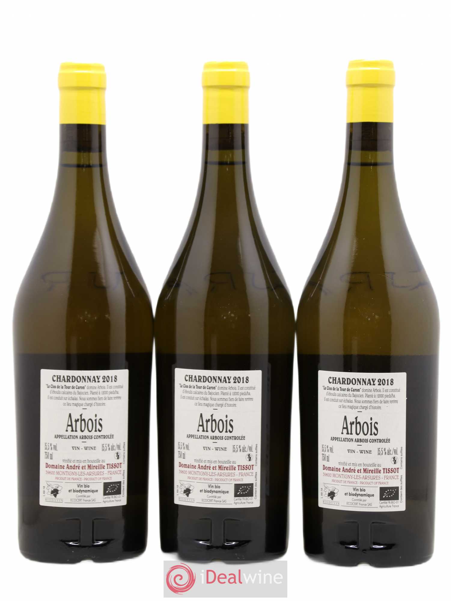 Arbois Chardonnay Le Clos de la Tour de Curon Bénédicte et Stéphane Tissot 2018 - Lot de 3 bouteilles - 1