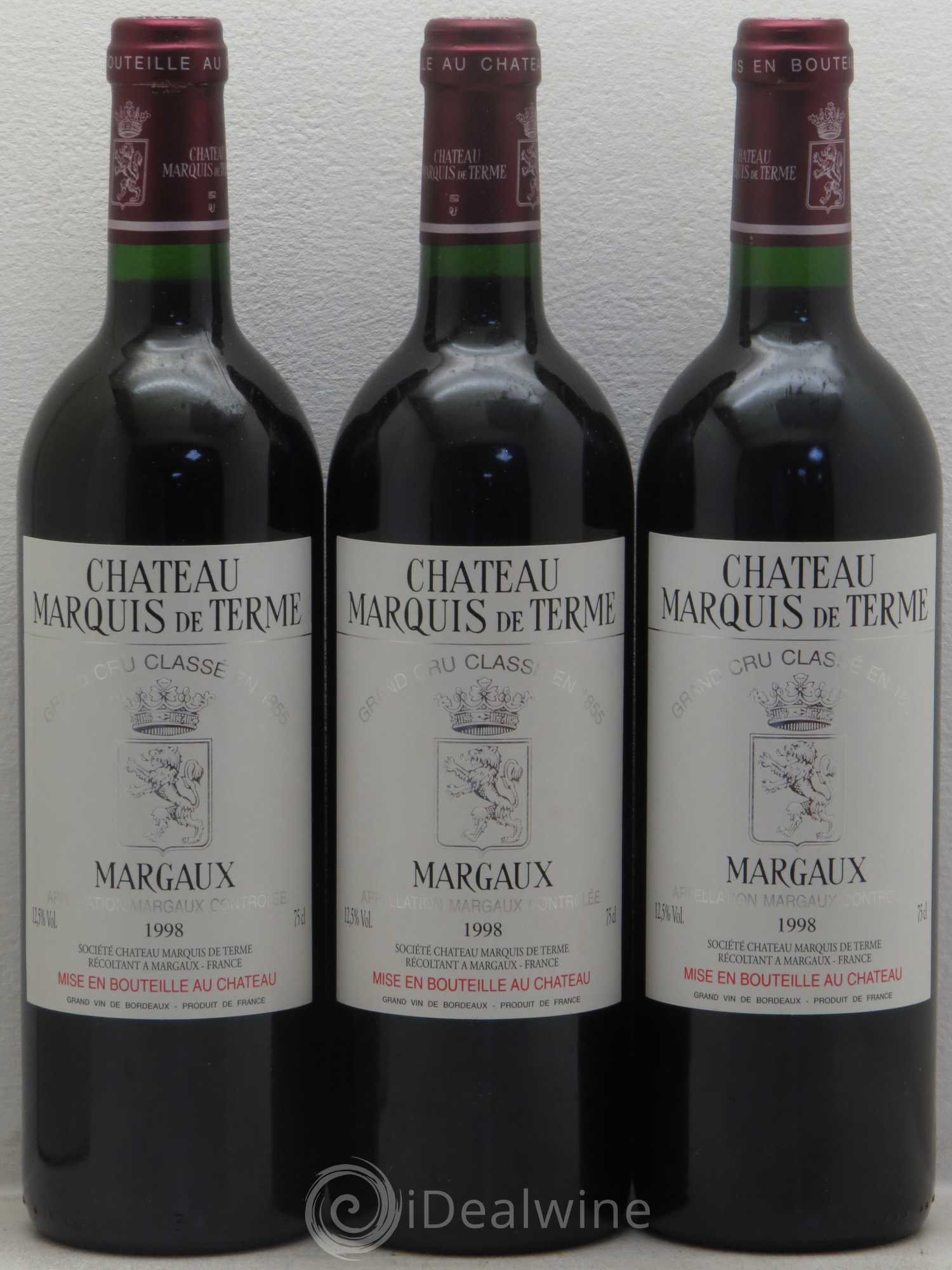Château Marquis de Terme 4ème Grand Cru Classé 1998 - Lot de 12 bouteilles - 1