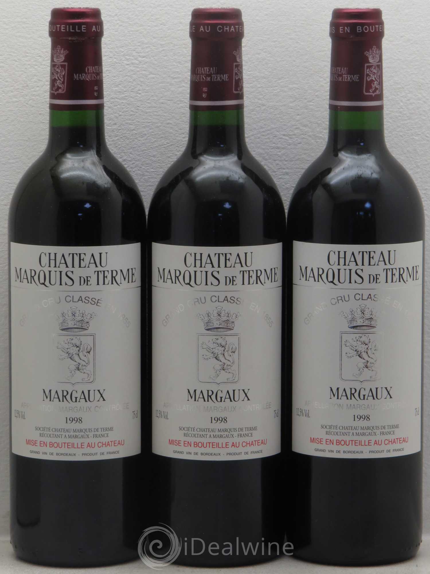 Château Marquis de Terme 4ème Grand Cru Classé 1998 - Lot de 12 bouteilles - 2