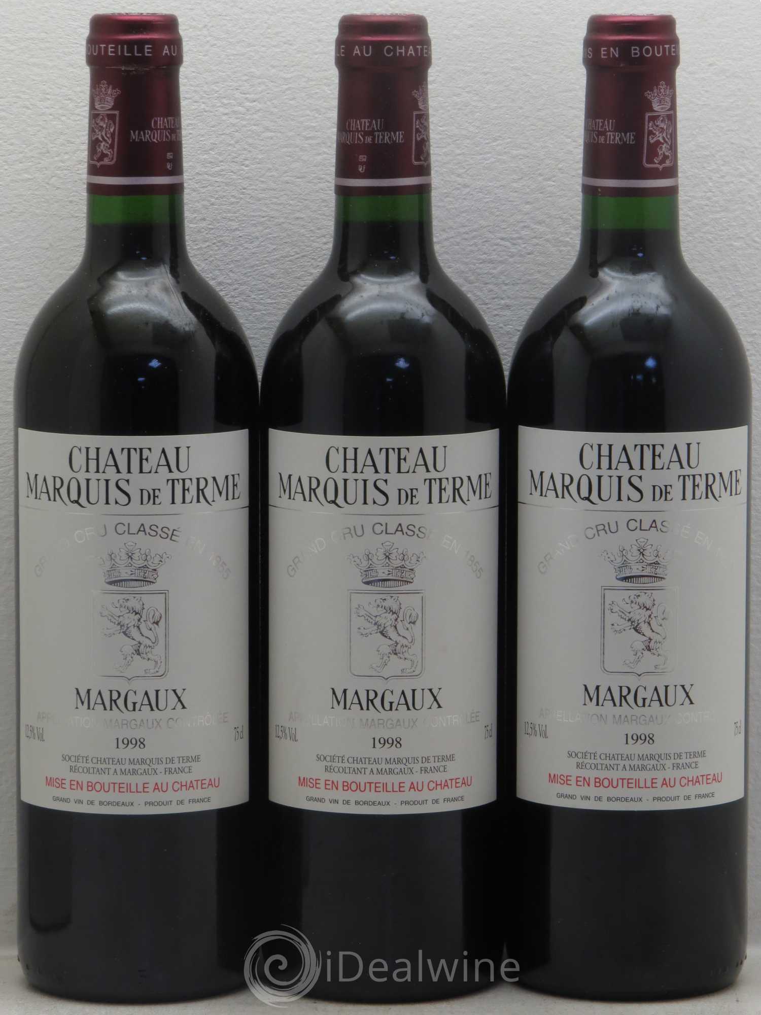 Château Marquis de Terme 4ème Grand Cru Classé 1998 - Lot de 12 bouteilles - 3