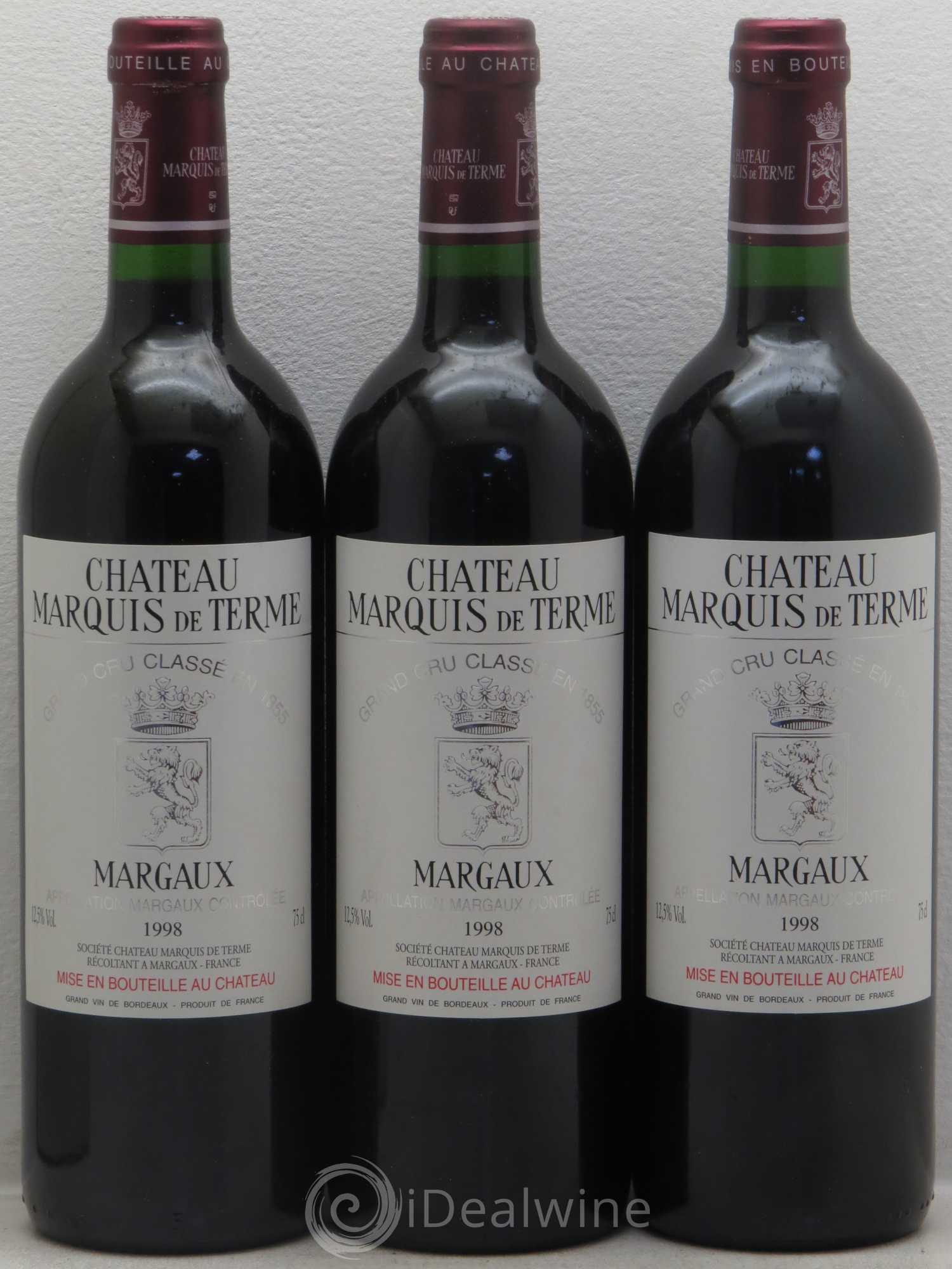 Château Marquis de Terme 4ème Grand Cru Classé 1998 - Lot de 12 bouteilles - 4