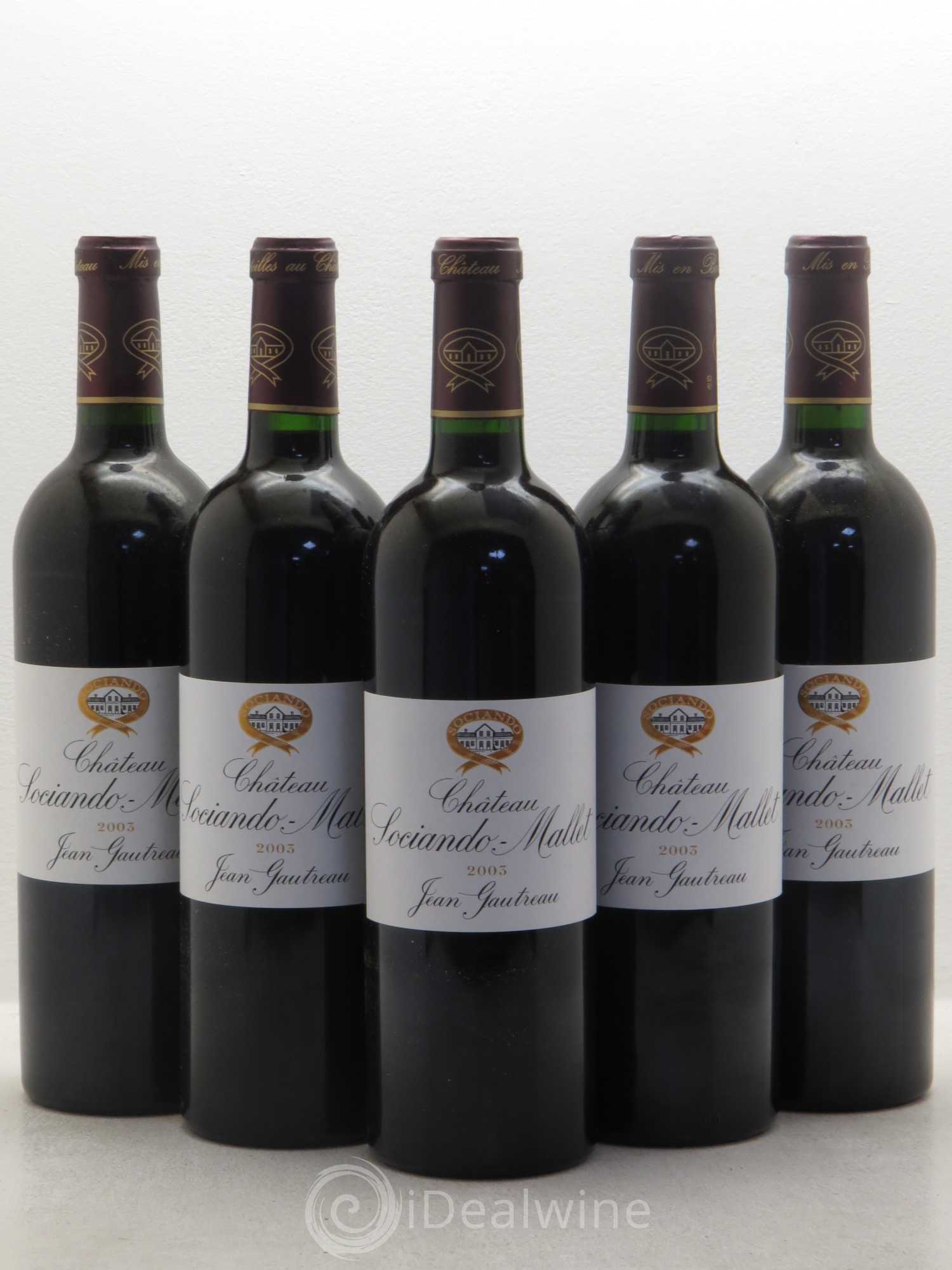 Château Sociando Mallet 2003 - Lot de 5 bouteilles - 0