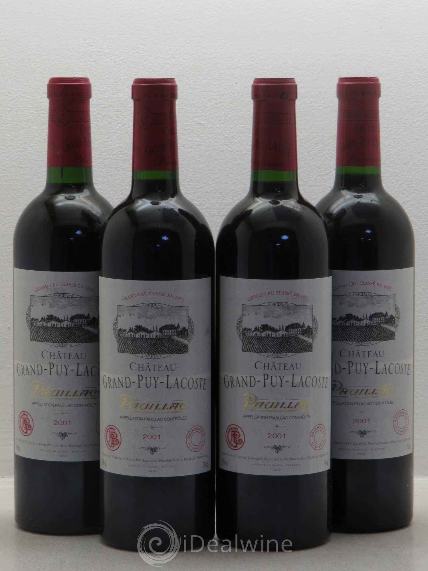 Château Grand Puy Lacoste 5ème Grand Cru Classé 2001 - Lot de 4 bouteilles - 0