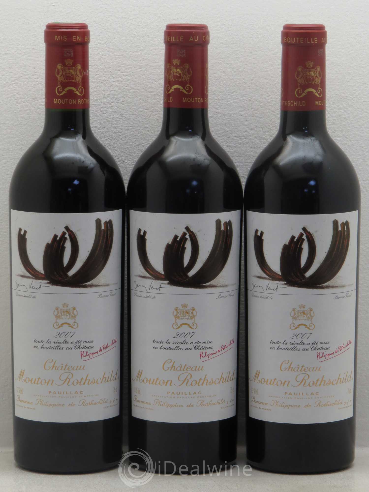 Château Mouton Rothschild 1er Grand Cru Classé 2007 - Lot de 3 bouteilles - 0