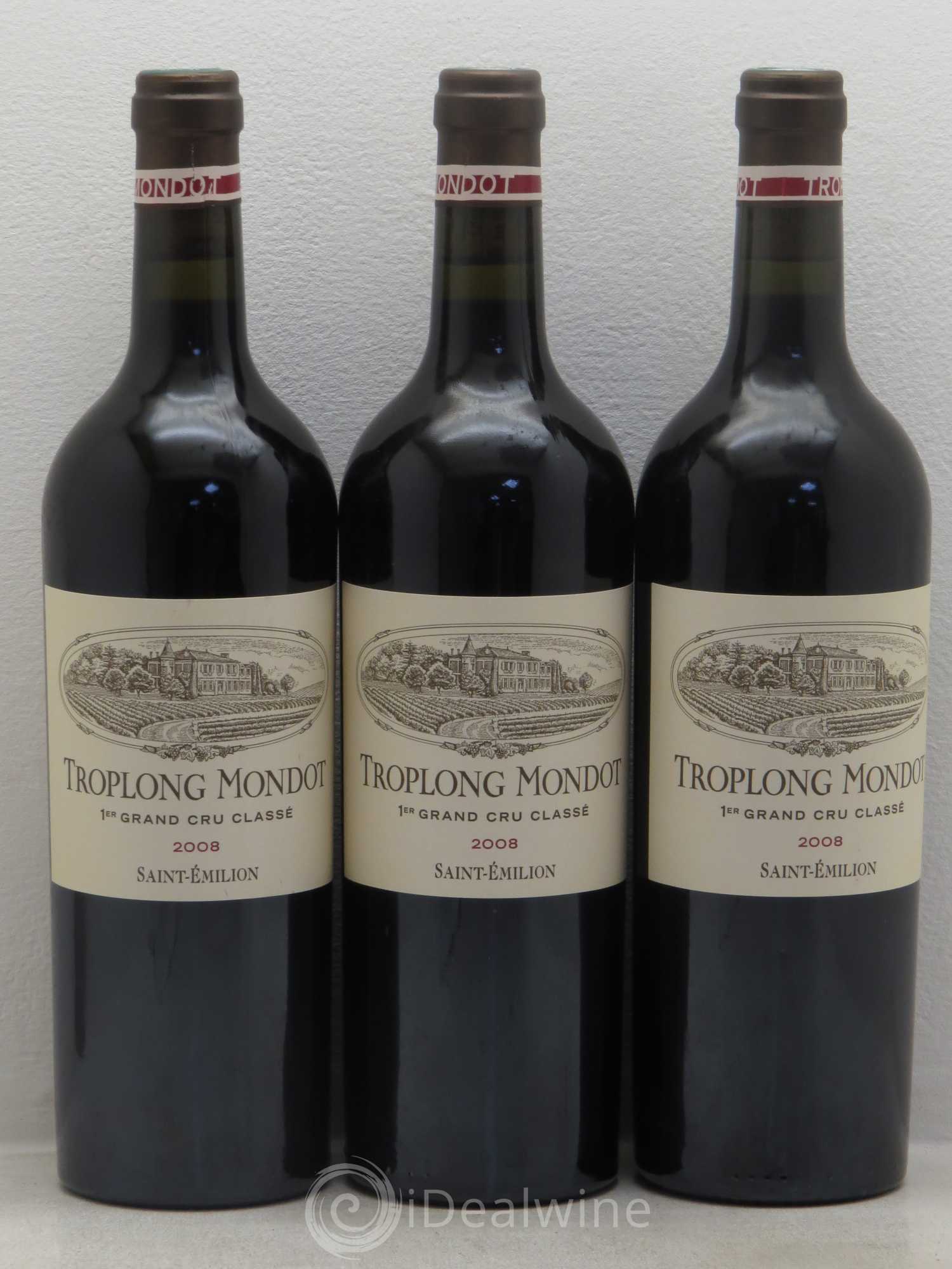 Château Troplong Mondot 1er Grand Cru Classé B 2008 - Lot de 3 bouteilles - 0
