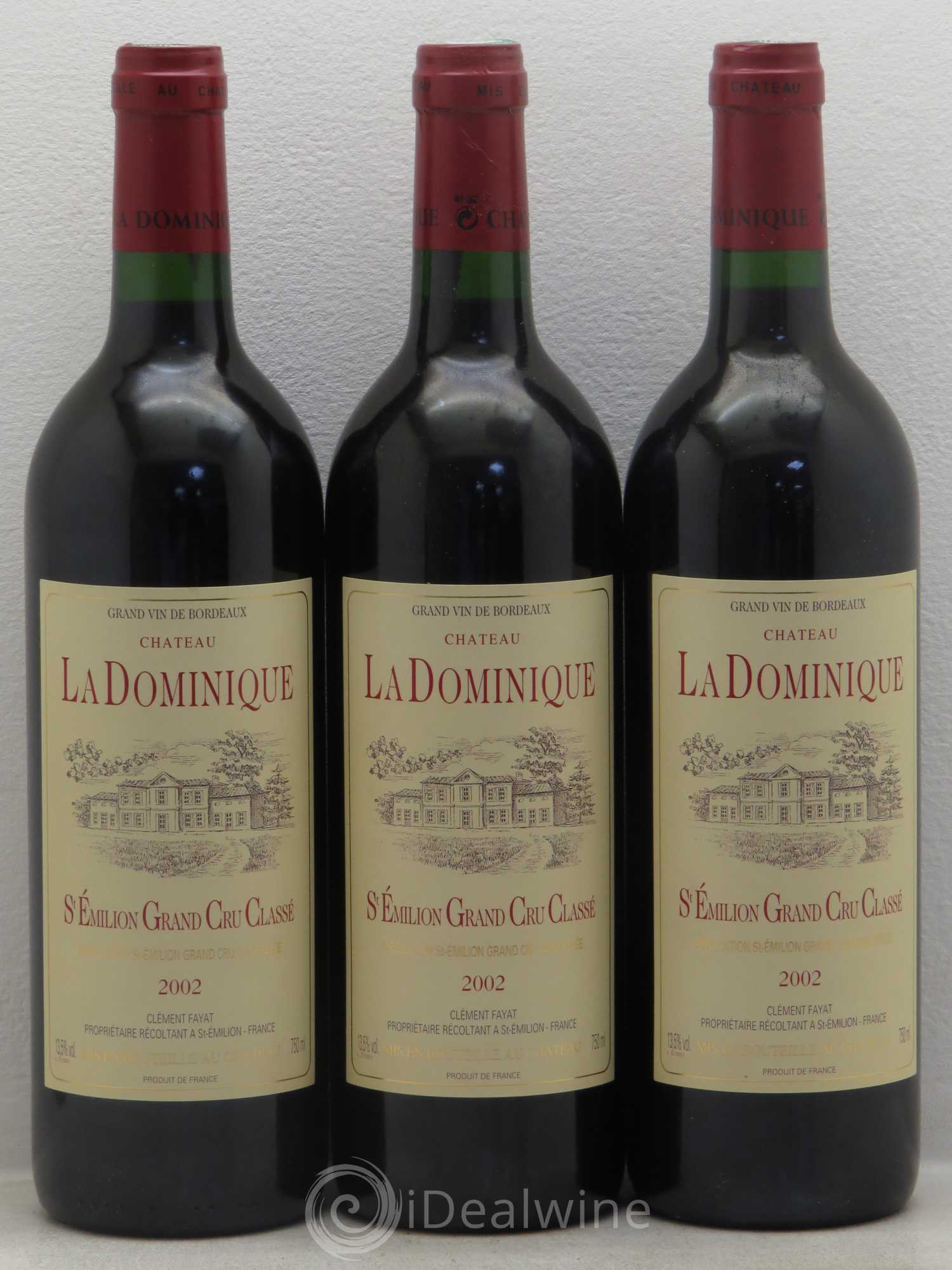 Château la Dominique Grand Cru Classé 2002 - Lot de 3 bouteilles - 0