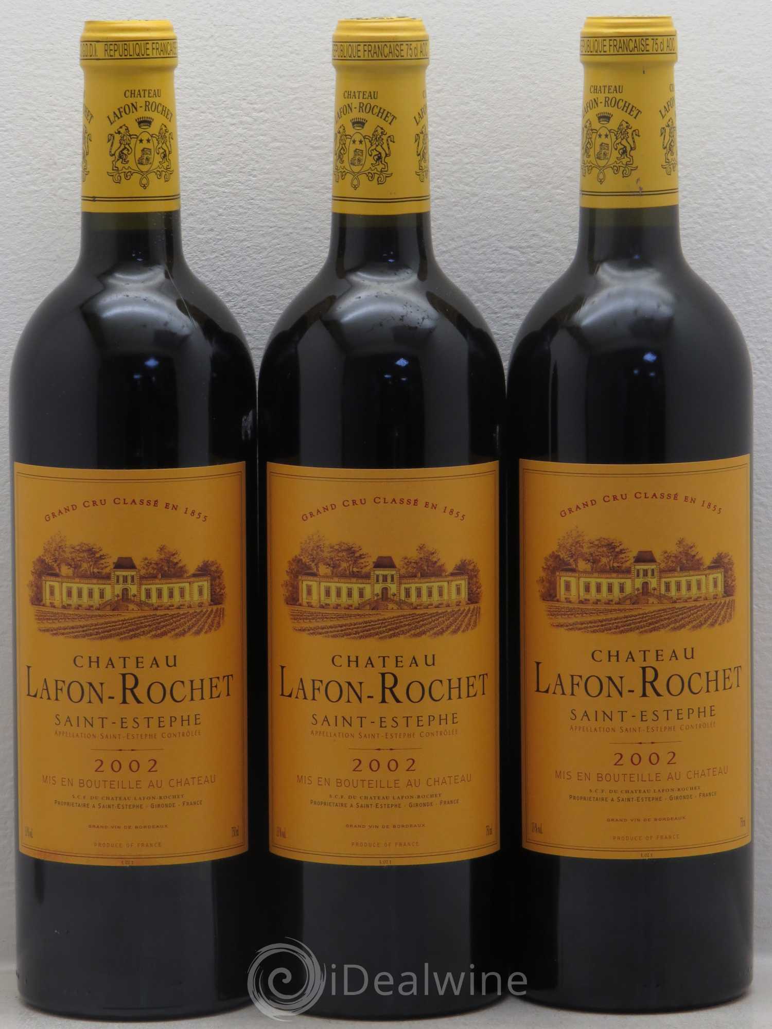 Château Lafon Rochet 4ème Grand Cru Classé 2002 - Lot de 3 bouteilles - 0