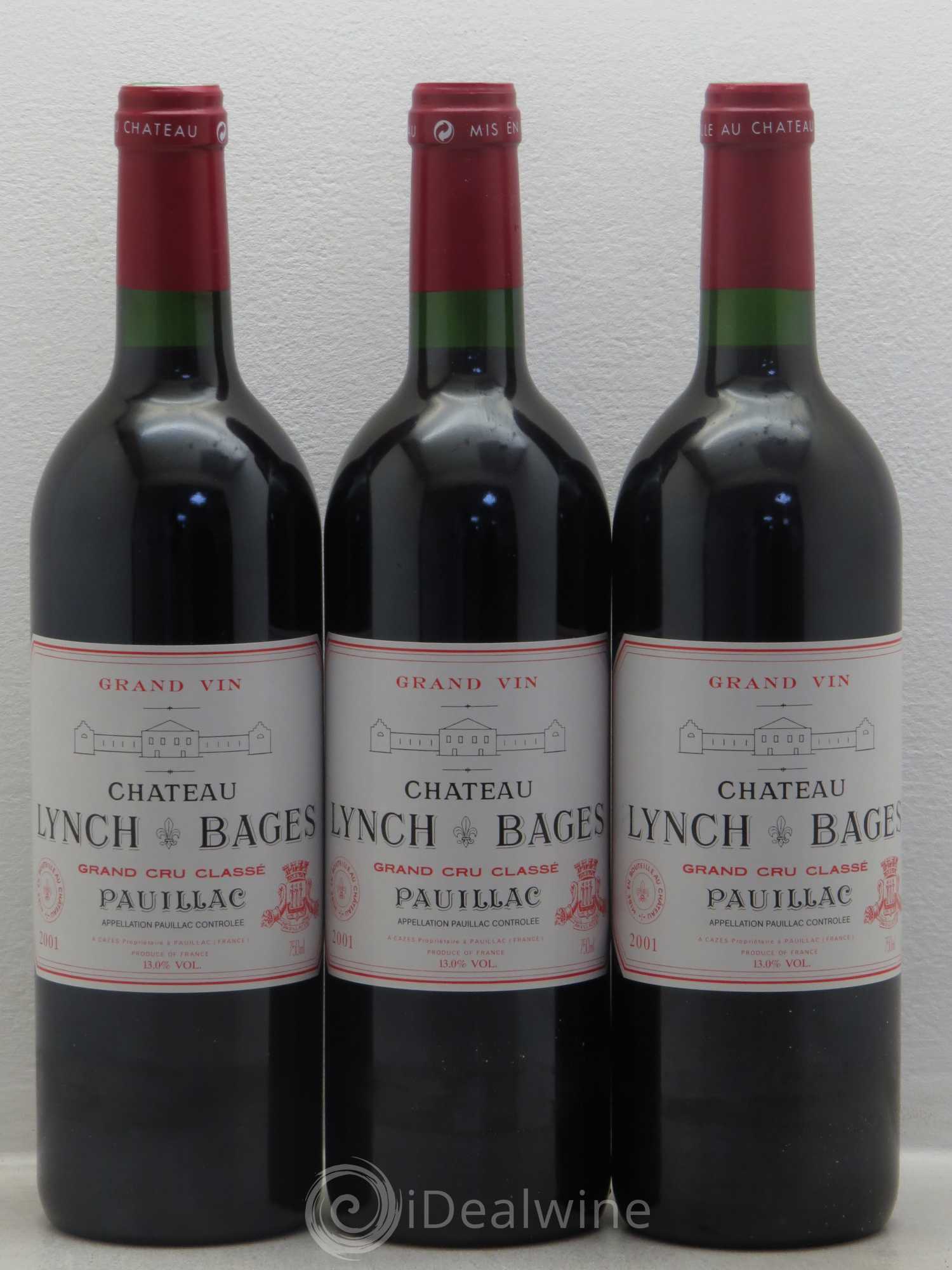 Château Lynch Bages 5ème Grand Cru Classé 2001 - Lot de 3 bouteilles - 0