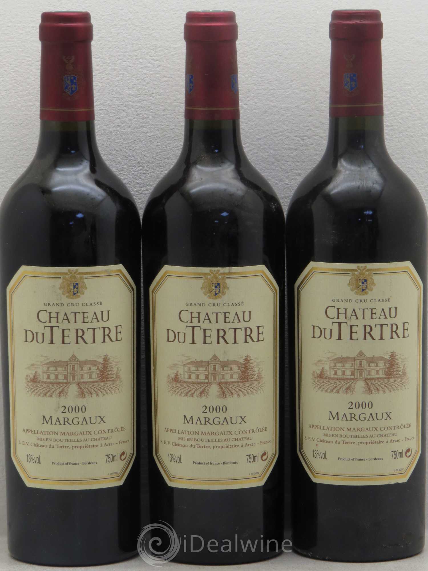 Château du Tertre 5ème Grand Cru Classé 2000 - Lot de 3 bouteilles - 0