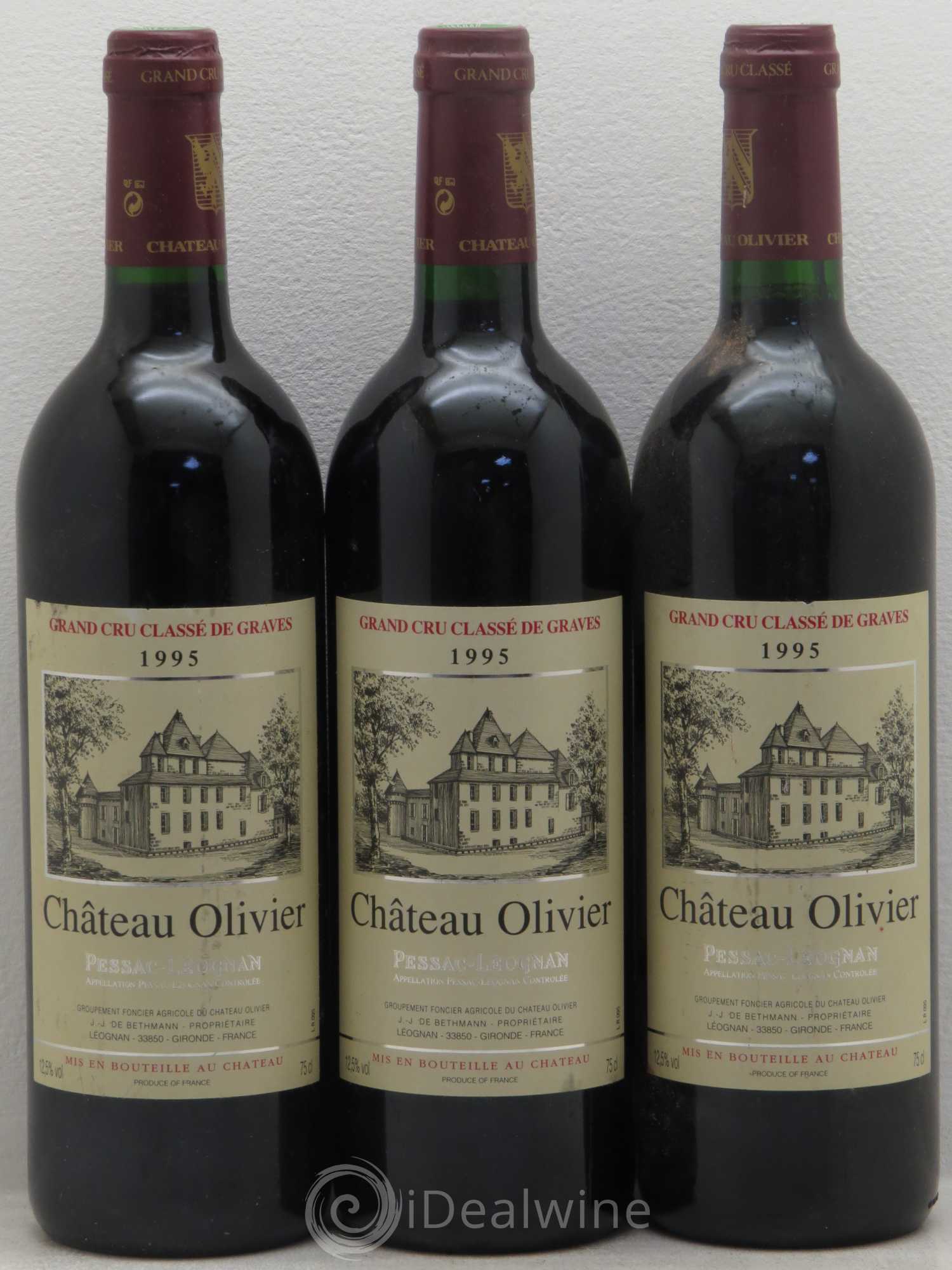 Château Olivier Cru Classé de Graves 1995 - Lot de 3 bouteilles - 0