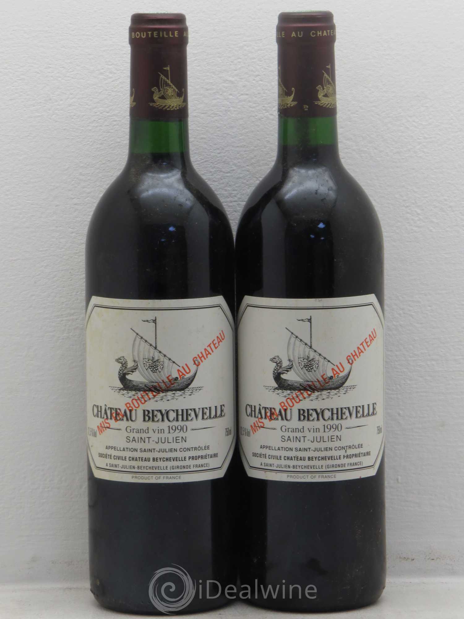 Château Beychevelle 4ème Grand Cru Classé 1990 - Lot de 2 bouteilles - 0