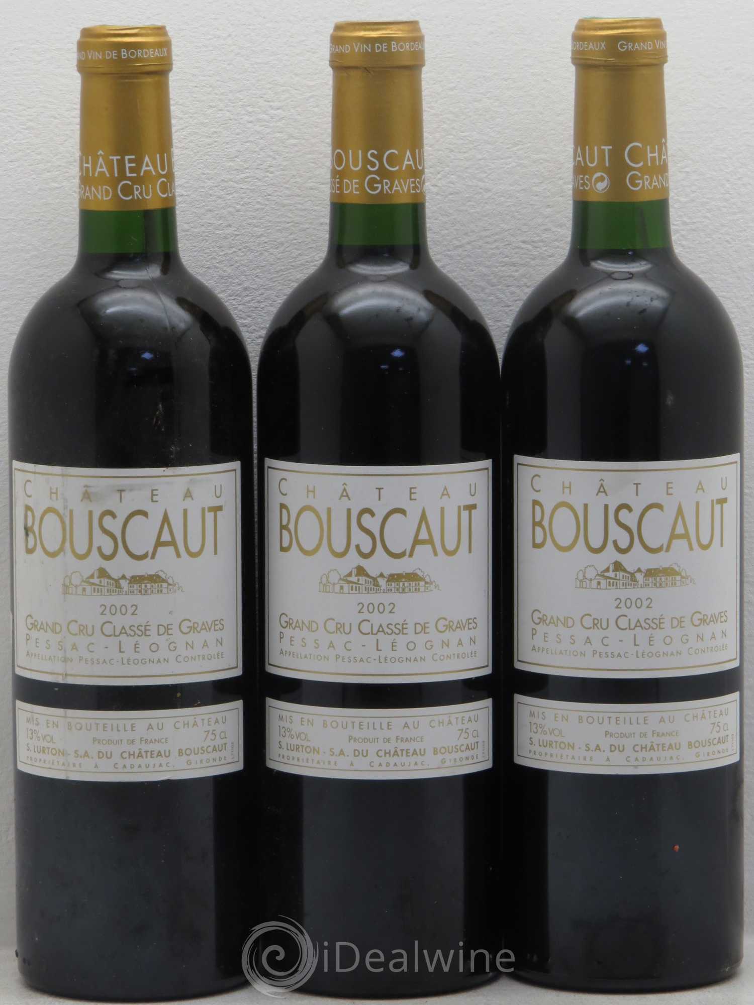 Château Bouscaut Cru Classé de Graves 2002 - Lot de 3 bouteilles - 0