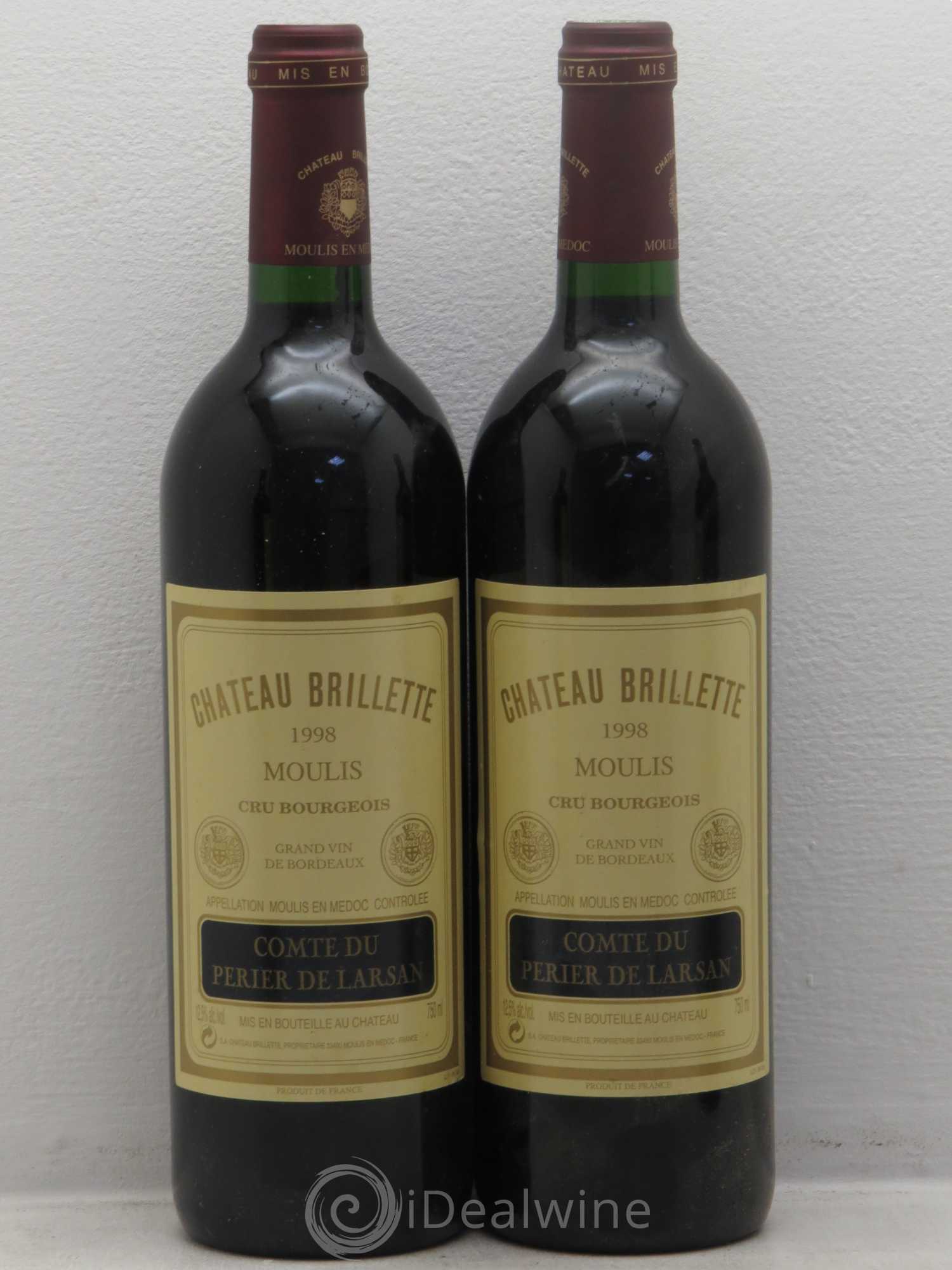 Château Brillette Cru Bourgeois 1998 - Lot de 4 bouteilles - 2