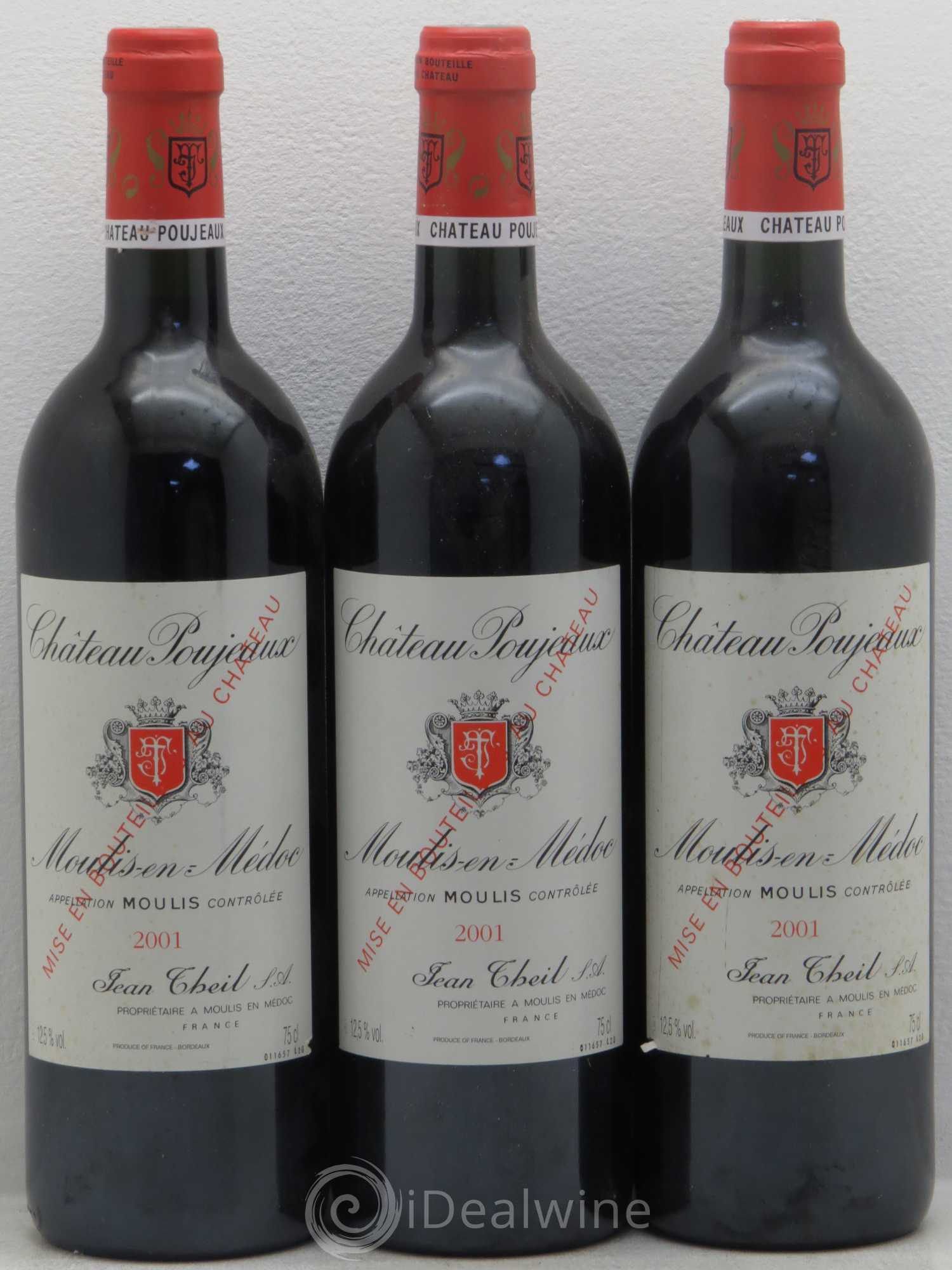 Château Poujeaux 2001 - Lot de 3 bouteilles - 0