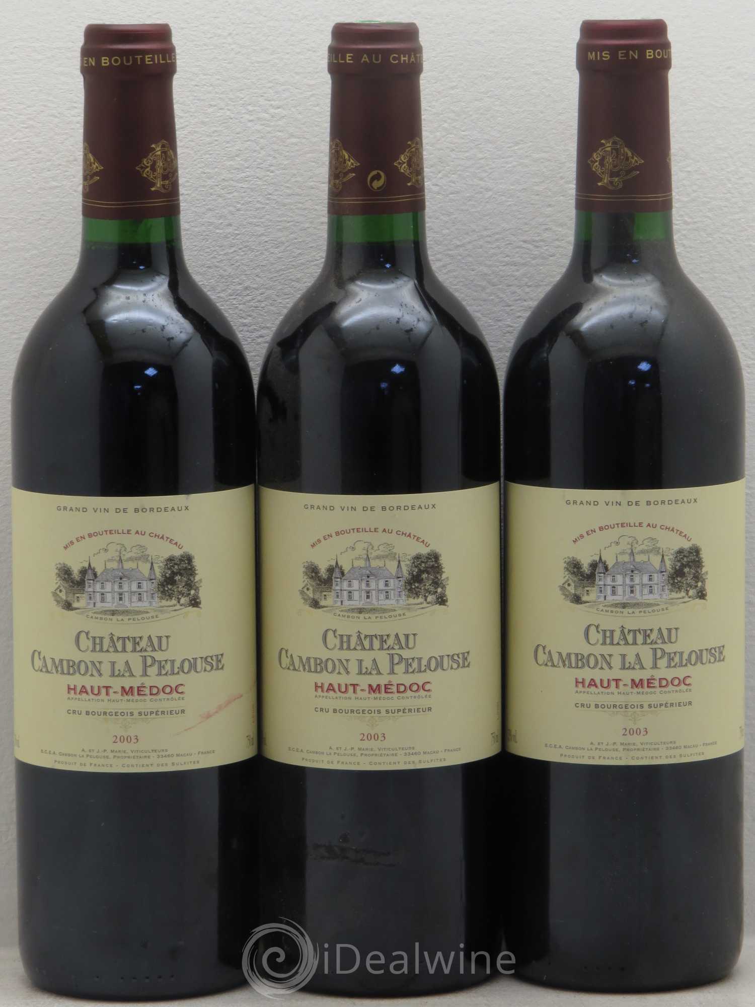 Château Cambon la Pelouse Cru Bourgeois 2003 - Lot de 3 bouteilles - 0