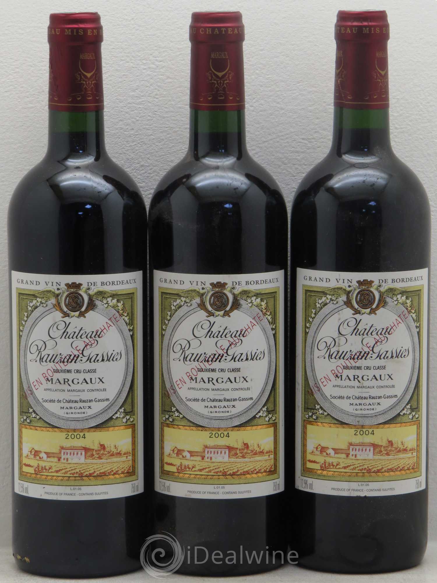 Château Rauzan-Gassies 2ème Grand Cru Classé 2004 - Lot de 3 bouteilles - 0