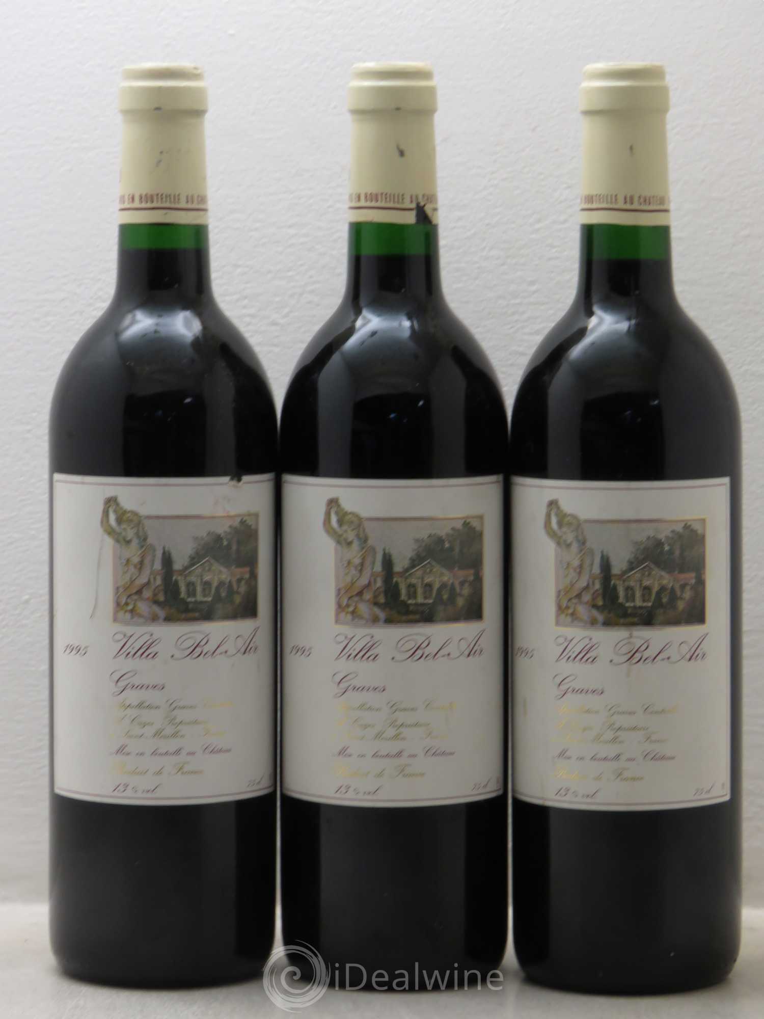 Graves Château Villa Bel Air 1995 - Lot de 3 bouteilles - 0