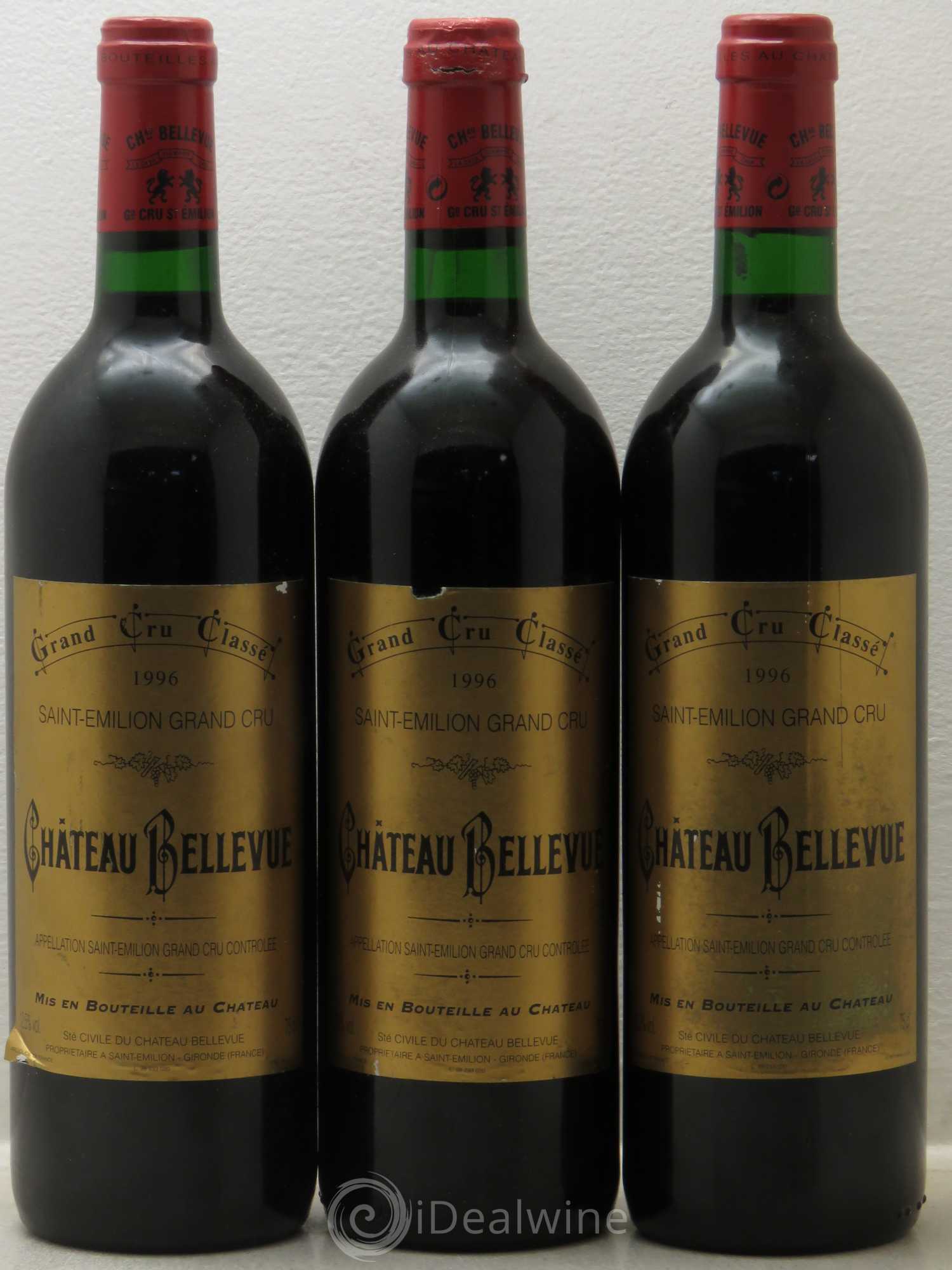 Château Bellevue Grand Cru Classé 1996 - Lot de 3 bouteilles - 0