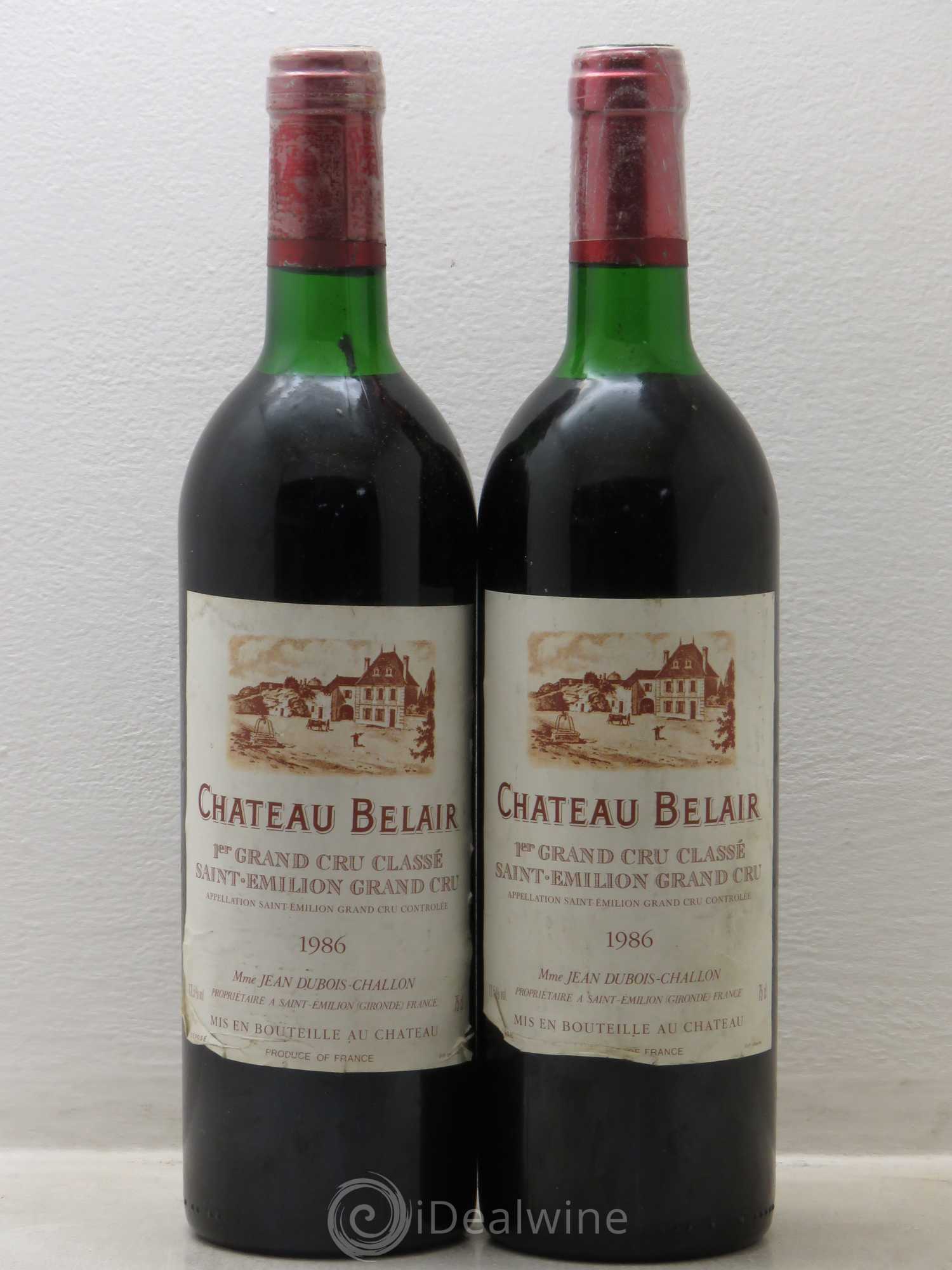 Château Belair (Belair-Monange) 1er Grand Cru Classé B 1986 - Lot de 2 bouteilles - 0