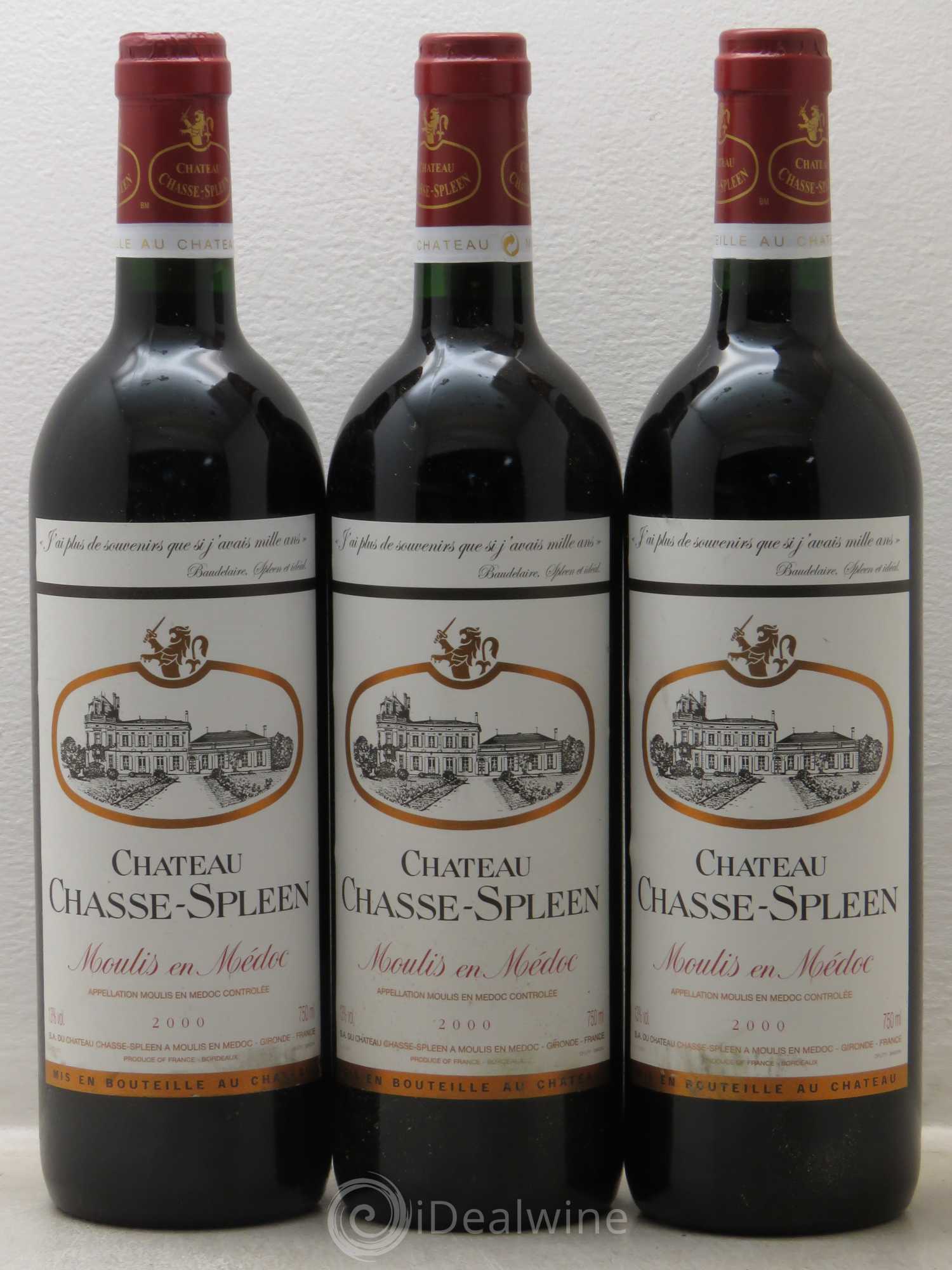 Château Chasse Spleen 2000 - Lot de 3 bouteilles - 0