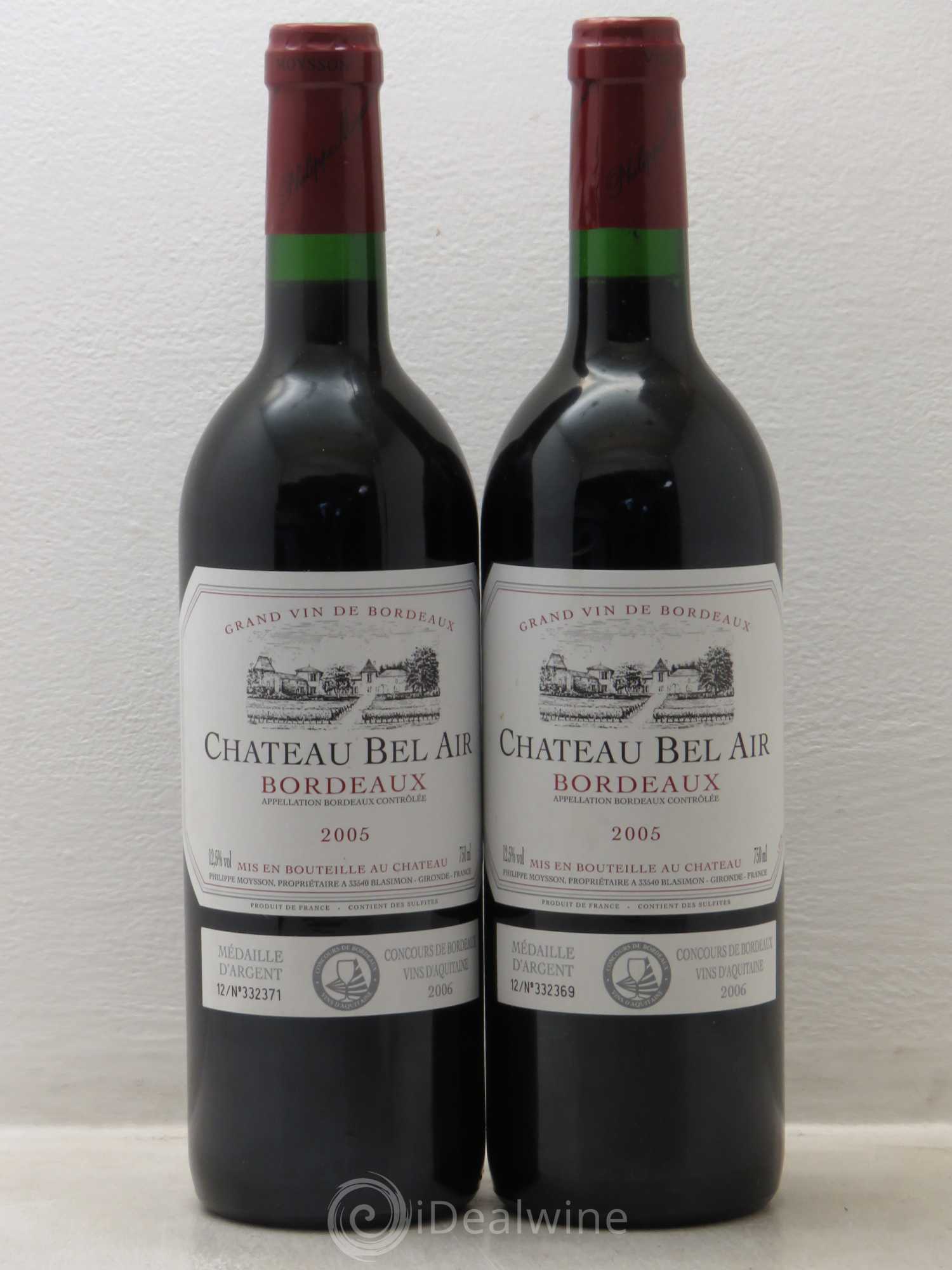 Bordeaux Château Bel Air 2005 - Lot de 2 bouteilles - 0