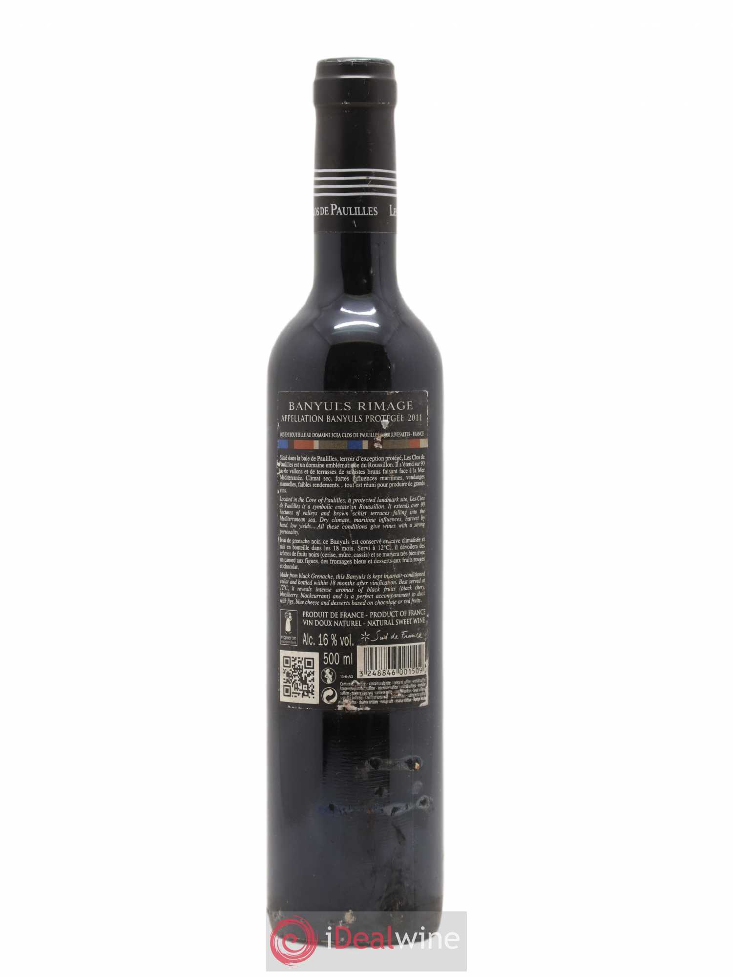 Banyuls Les Clos De Paulilles Rimage 50cl 2011 - Posten von 1 Flasche - 1